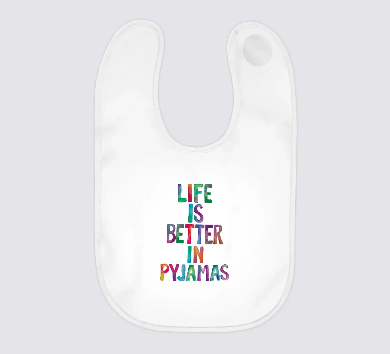 Life is Better in Pyjamas Regenbogen Typografie Design Babylätzchen von THE MOTIVATED TYPE