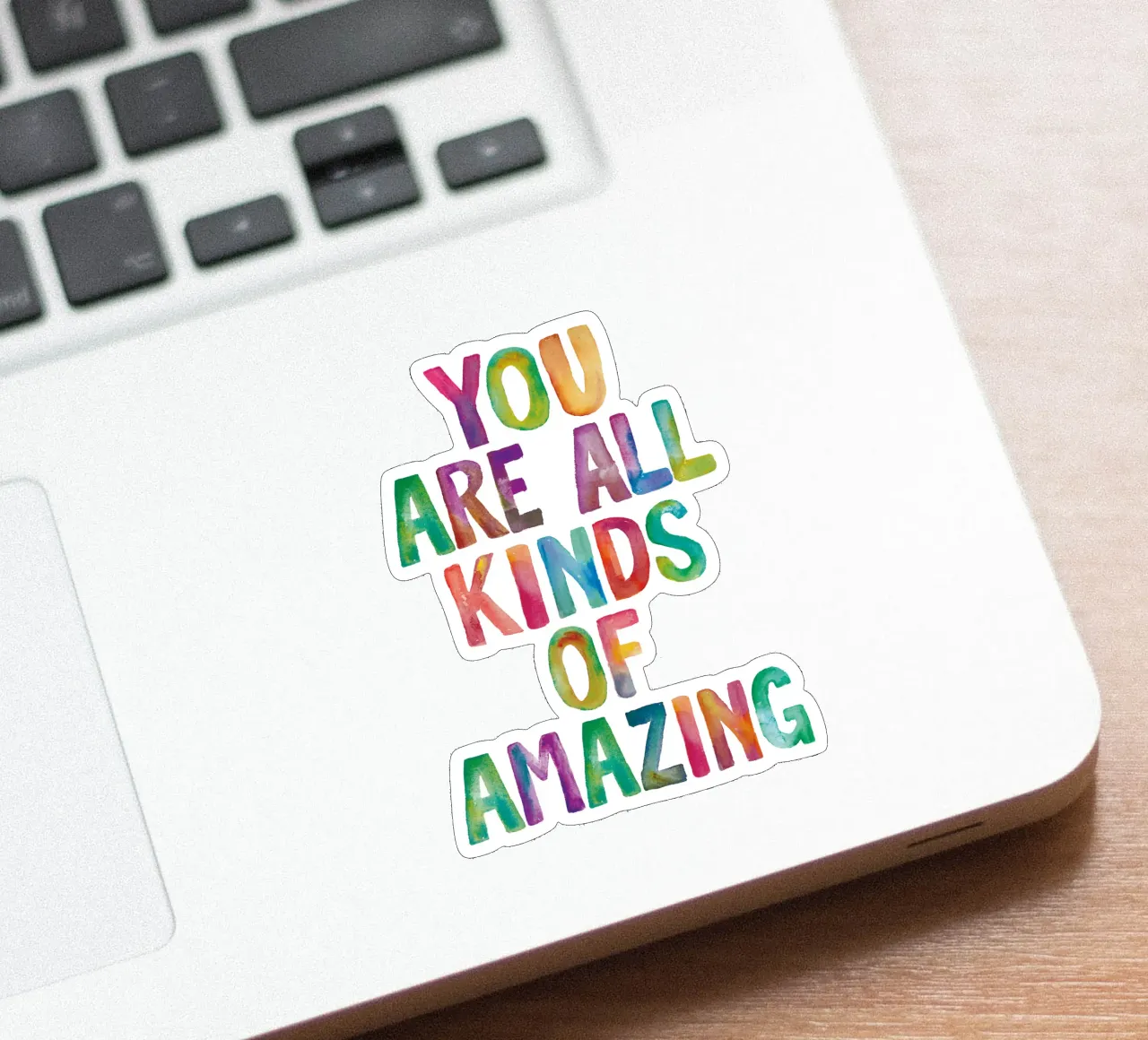 Sei tutti i tipi di incredibile design tipografico arcobaleno adesivo da THE MOTIVATED TYPE