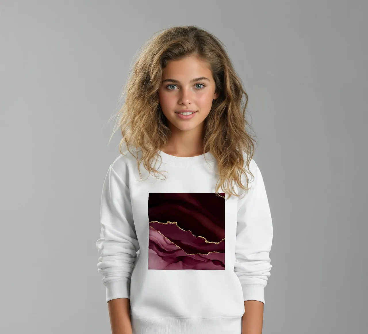 Agata bordeaux e oro Texture 12 felpa bambino da Gemstone Textures