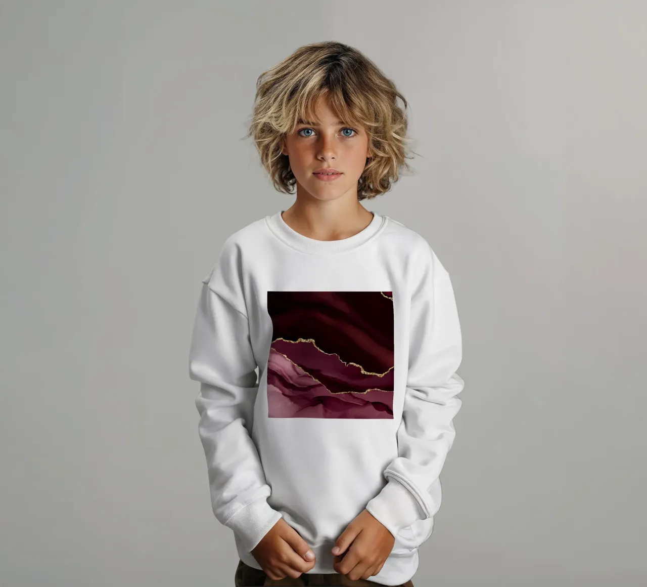 Agata bordeaux e oro Texture 12 felpa bambino da Gemstone Textures