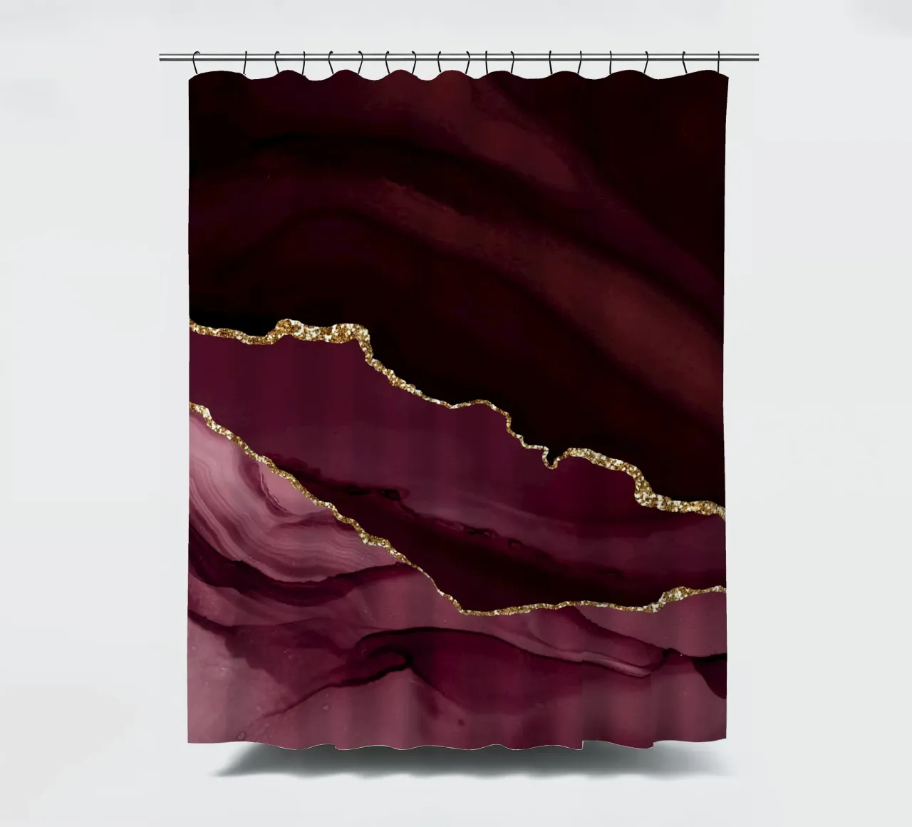 Burgundy & Gold Agate Texture 12 shower curtain by Gemstone Textures