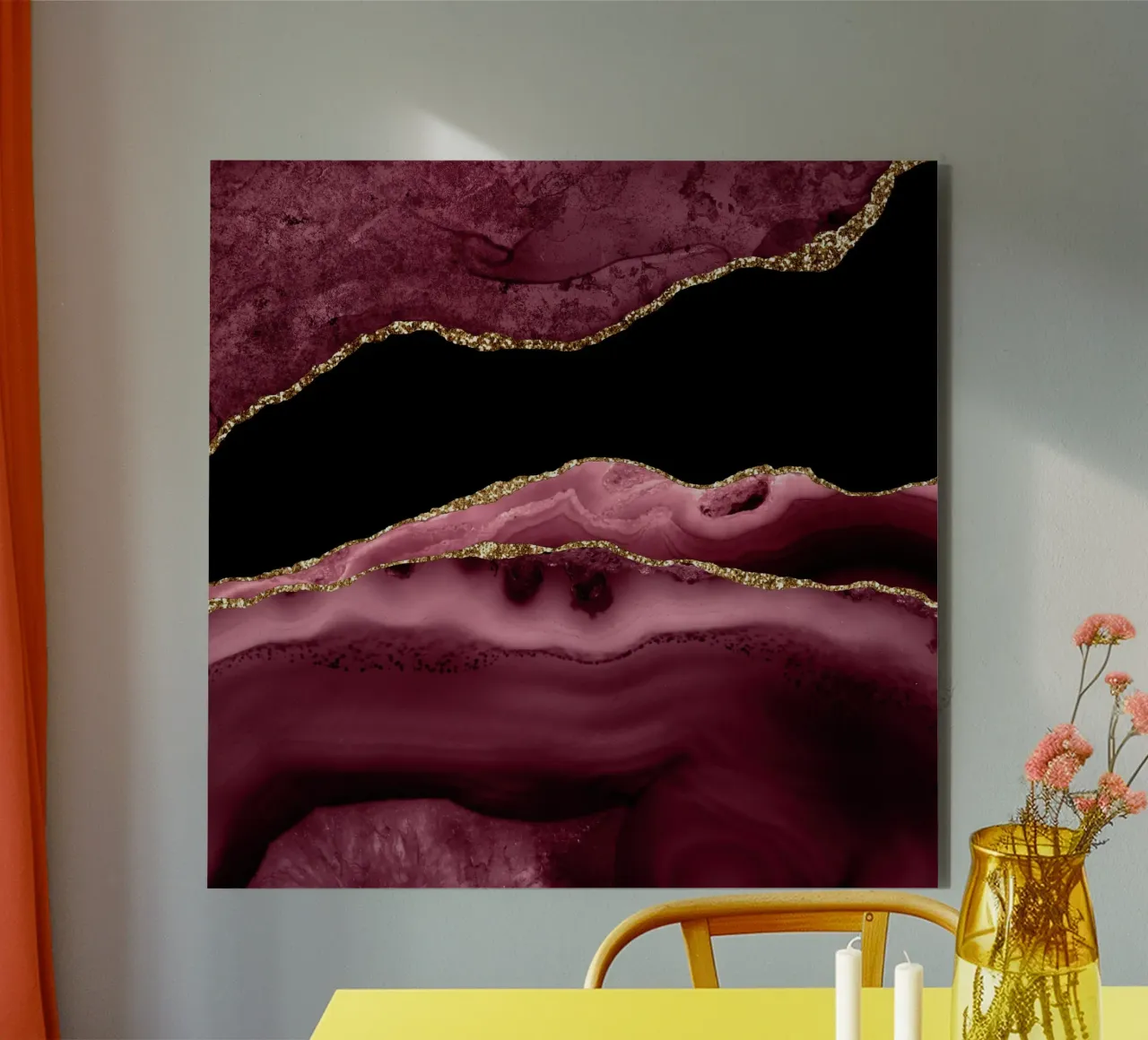 Texture agata bordeaux e oro 13 alluminio dibond da Gemstone Textures