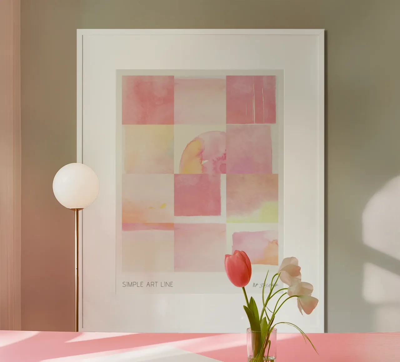 Simple Art Line No 47 poster con telaio in alluminio da treechild