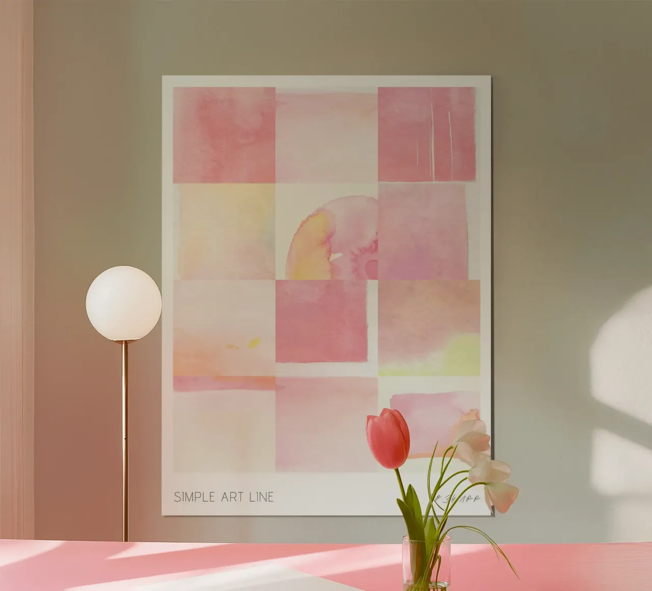 Simple Art Line No 47 poster con telaio in alluminio da treechild