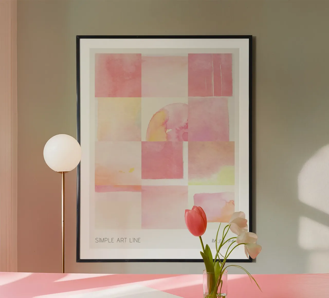 Simple Art Line No 47 poster con telaio in alluminio da treechild