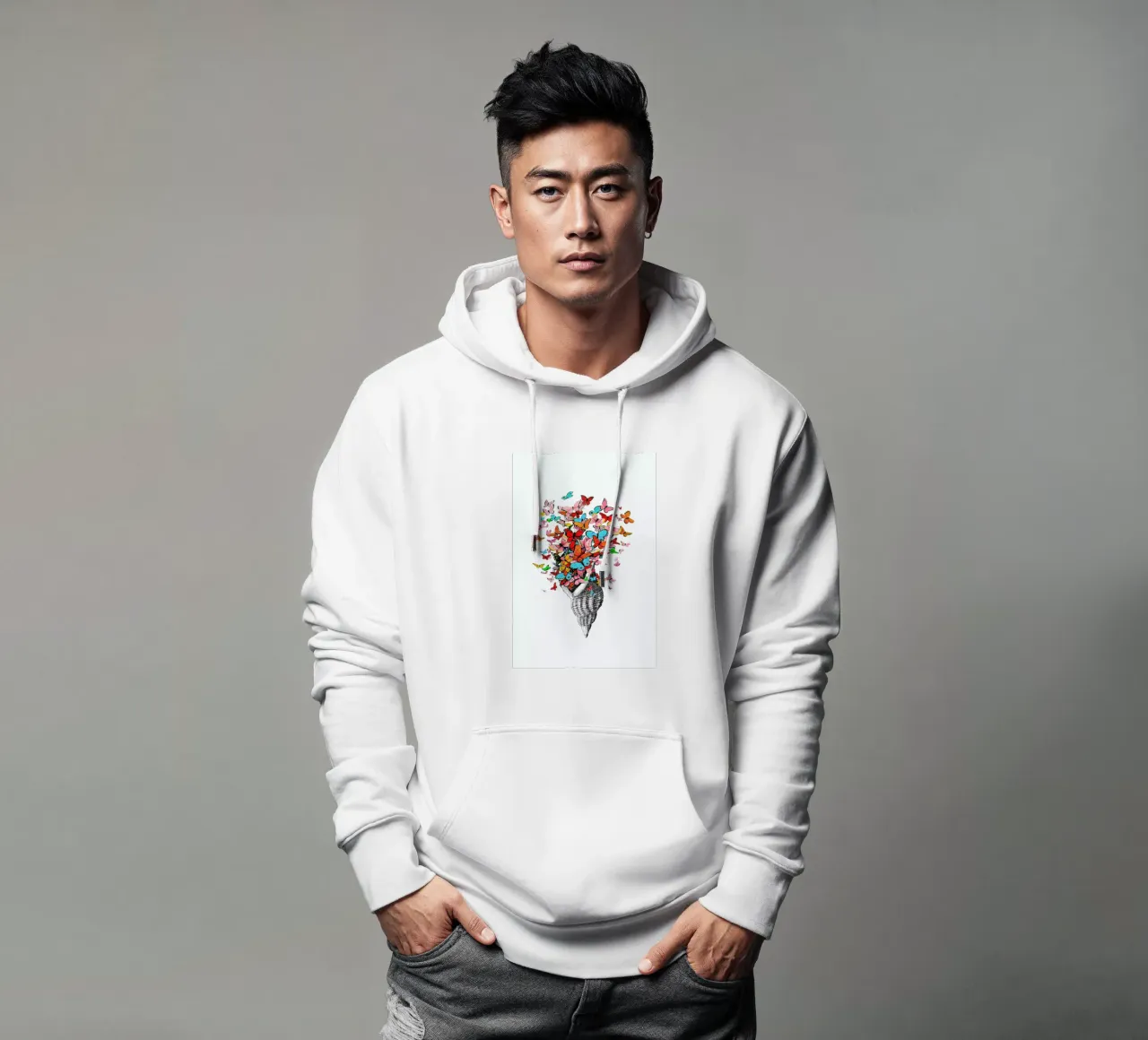 Seashell with butterflies hoodie by Rococco LA