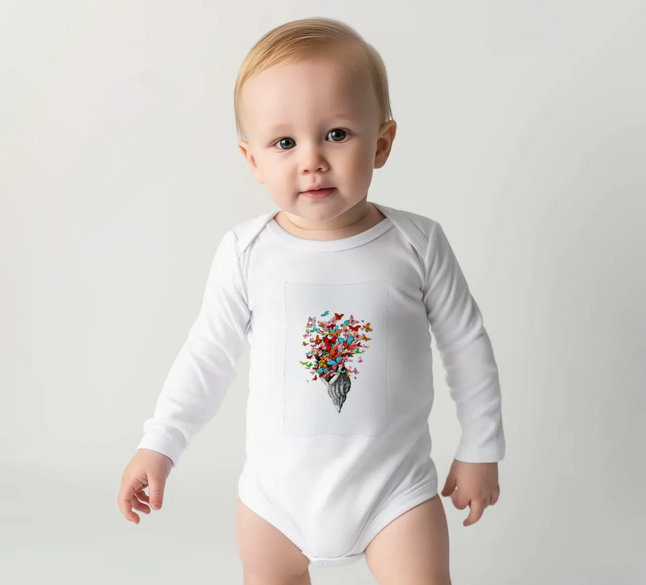 Seashell with butterflies body neonato maniche lunghe da Rococco LA