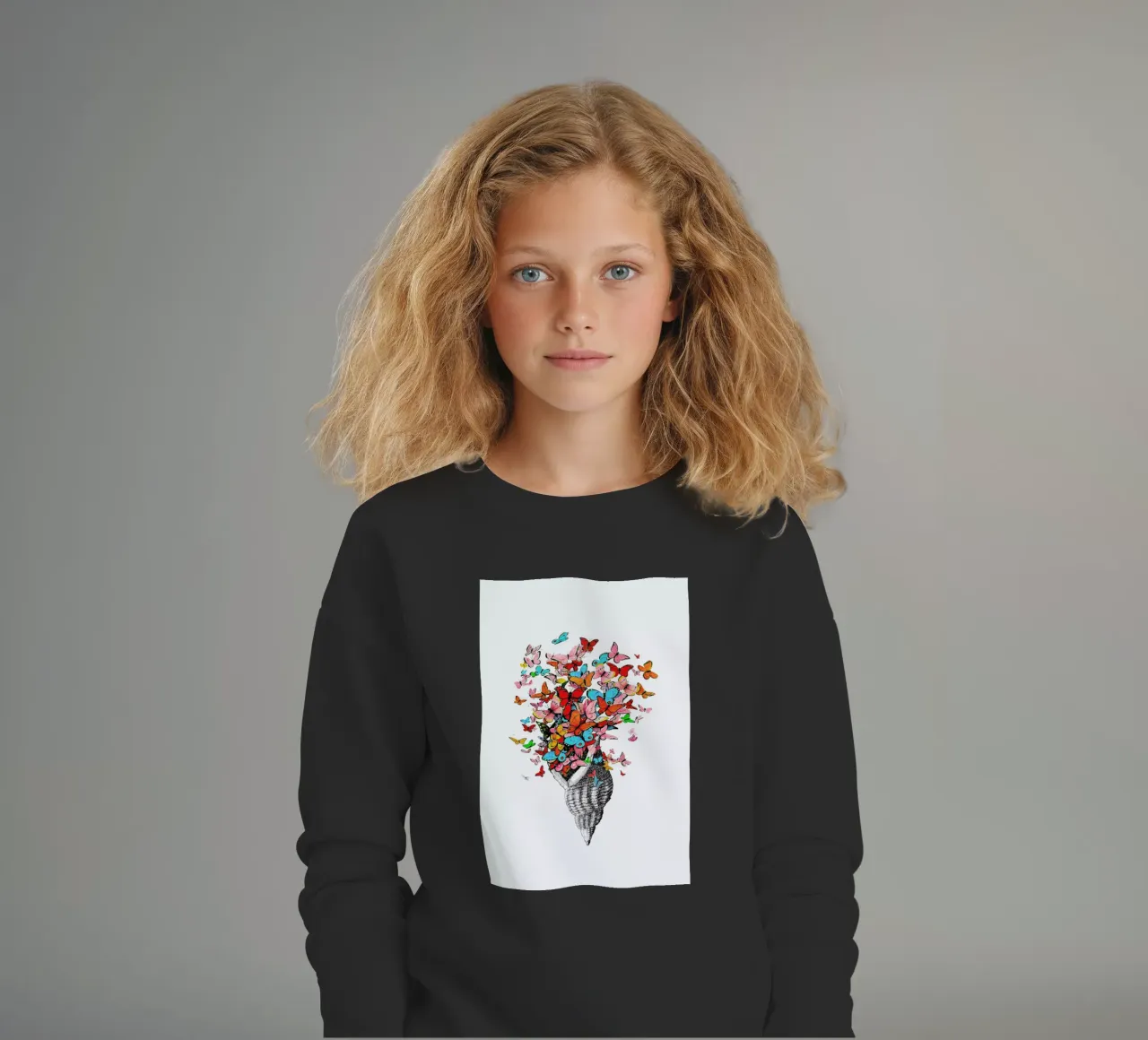 Seashell with butterflies kids sweatshirt by Rococco LA