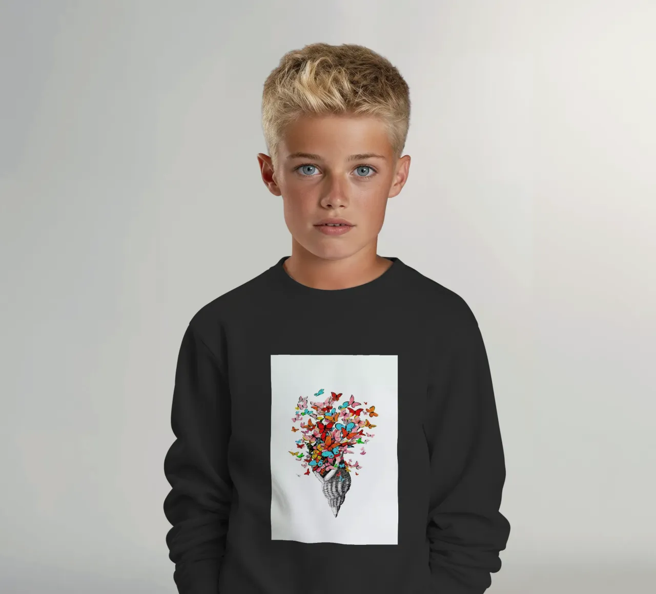 Seashell with butterflies kids sweatshirt by Rococco LA