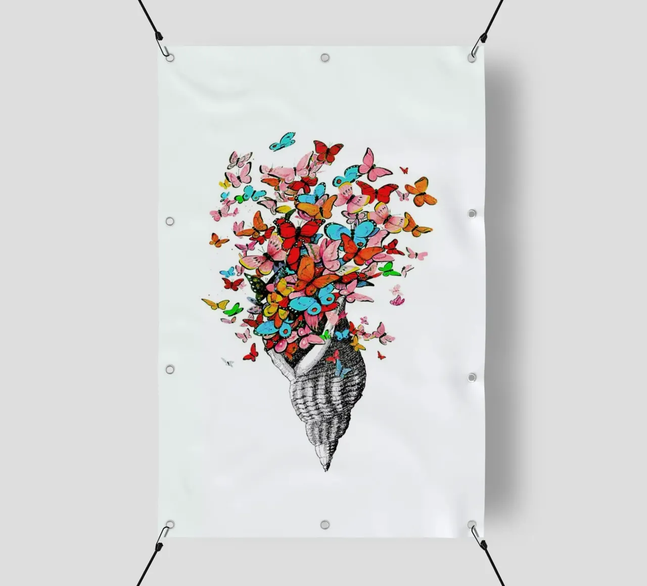 Seashell with butterflies telo in pvc da Rococco LA