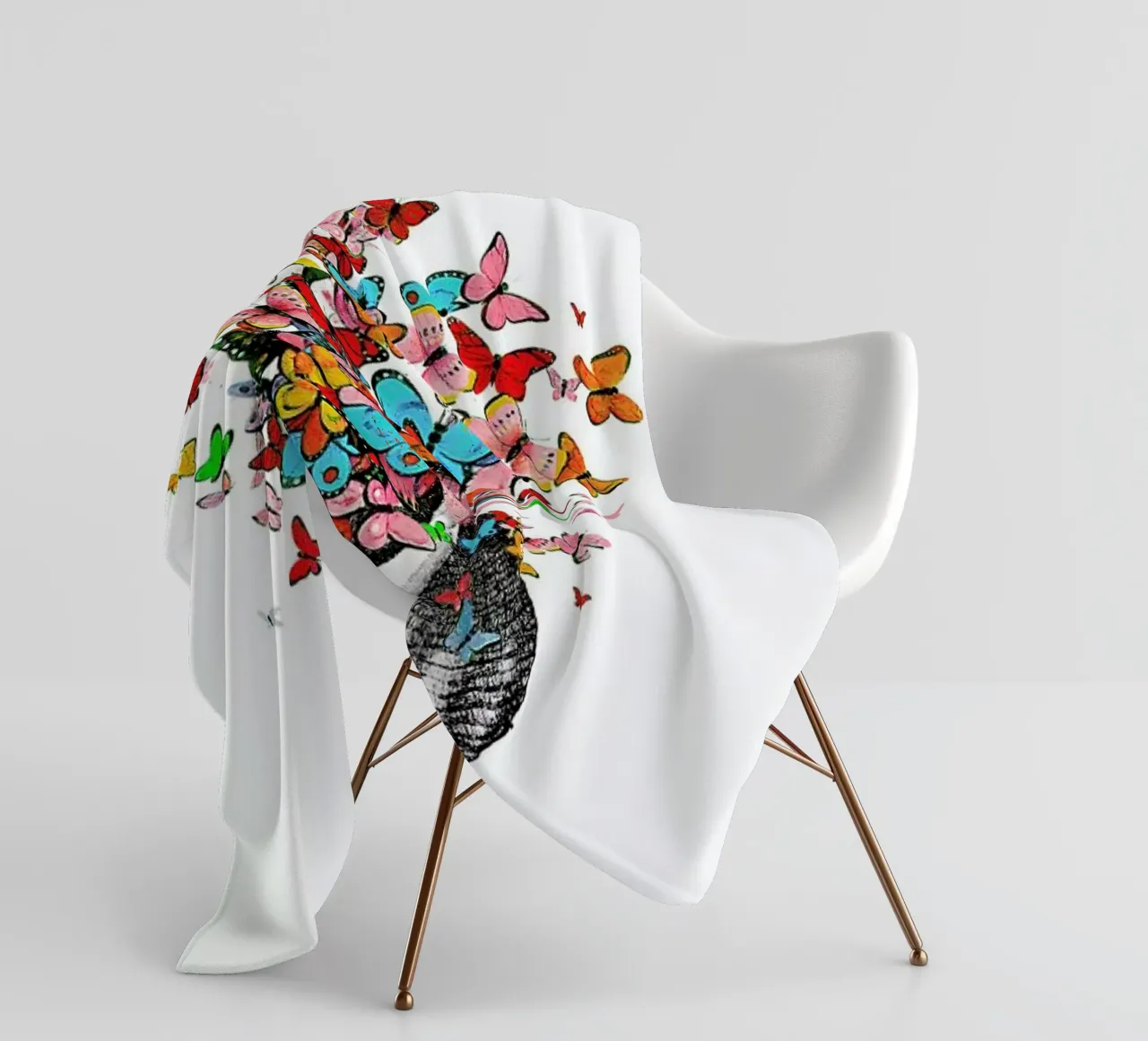 Seashell with butterflies coperta in pile da Rococco LA