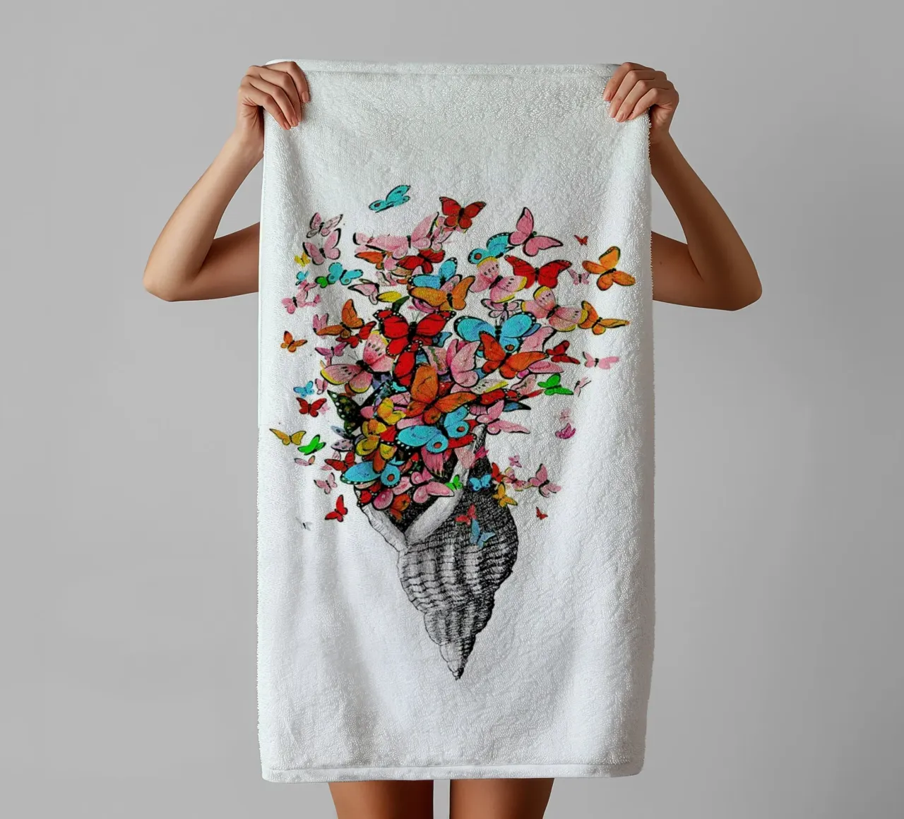 Seashell with butterflies towel by Rococco LA