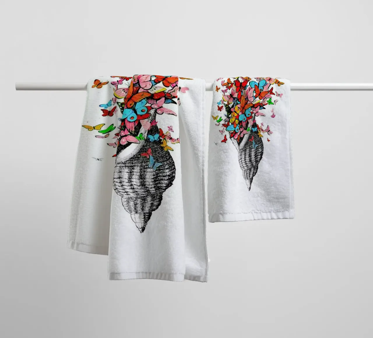 Seashell with butterflies towel by Rococco LA