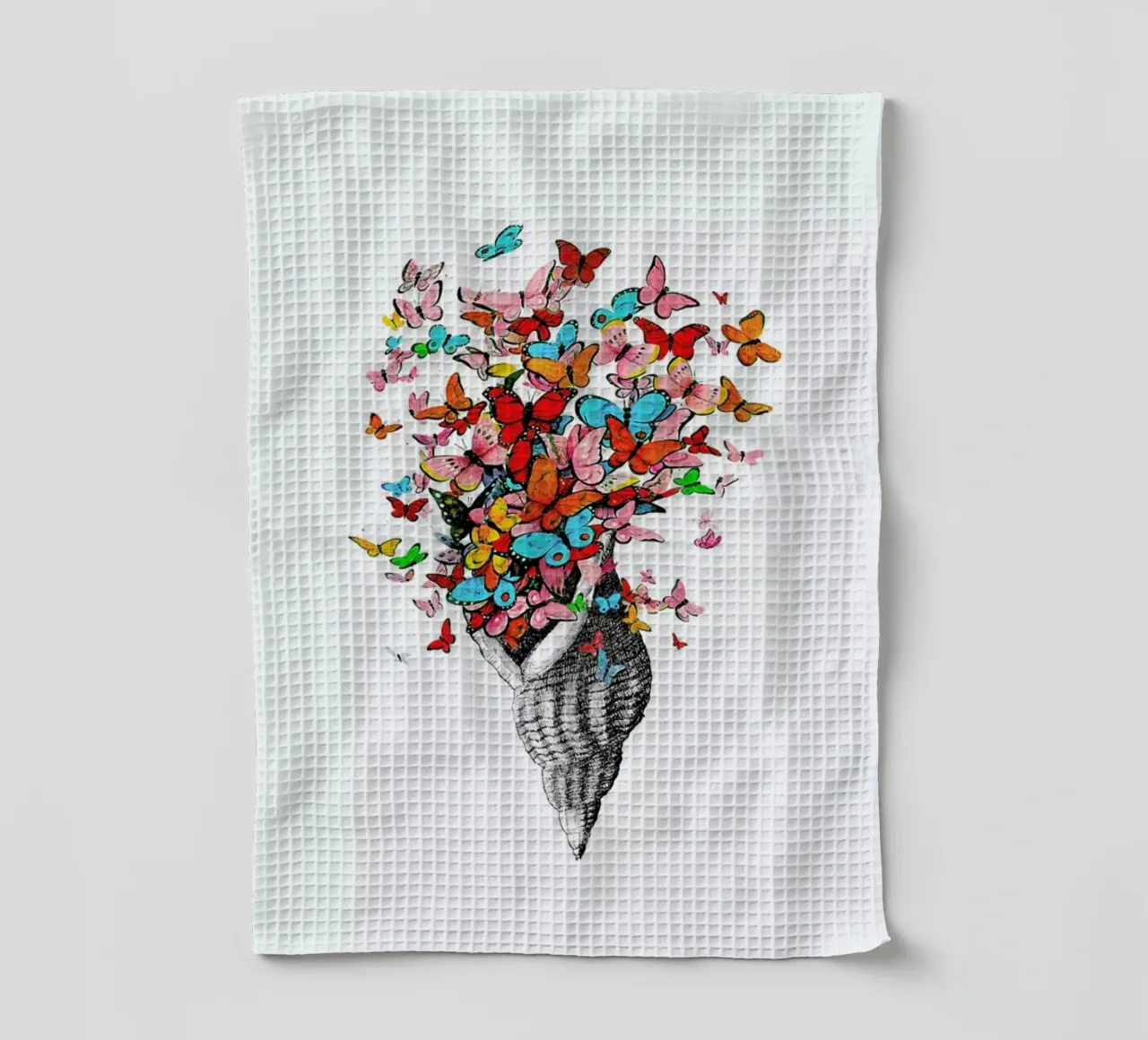 Seashell with butterflies theedoek van Rococco LA