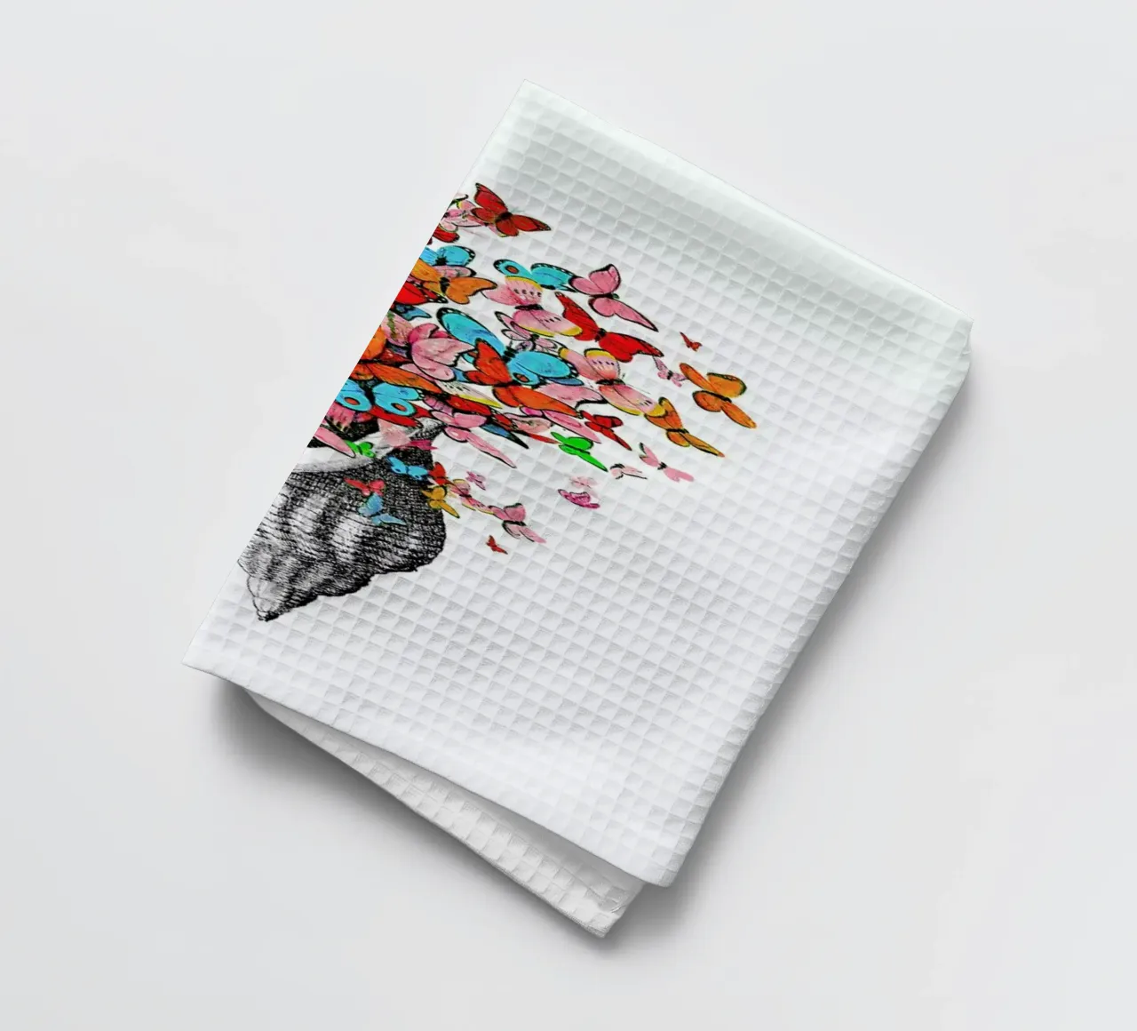 Seashell with butterflies theedoek van Rococco LA