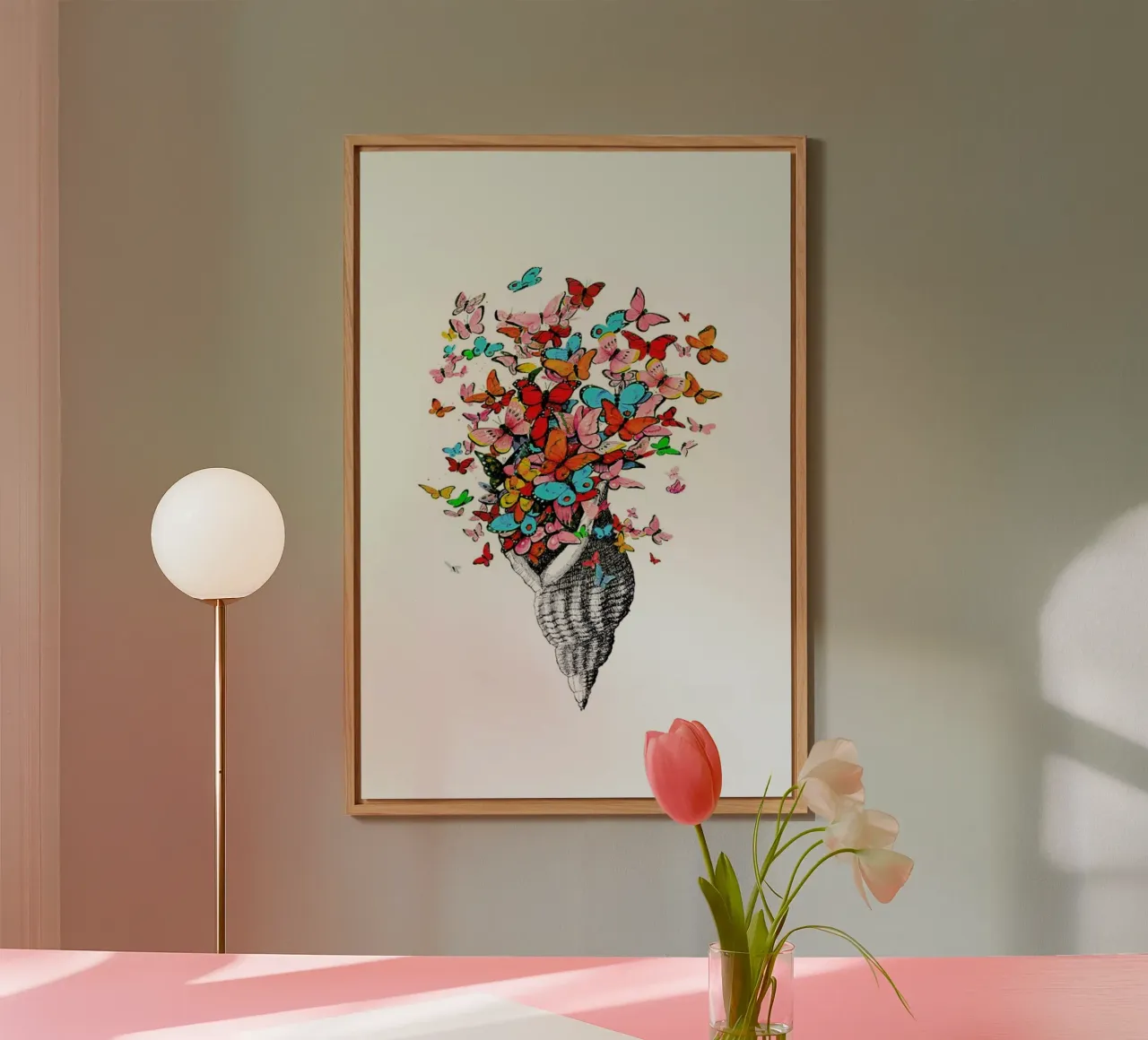 Seashell with butterflies alluminio dibond da Rococco LA