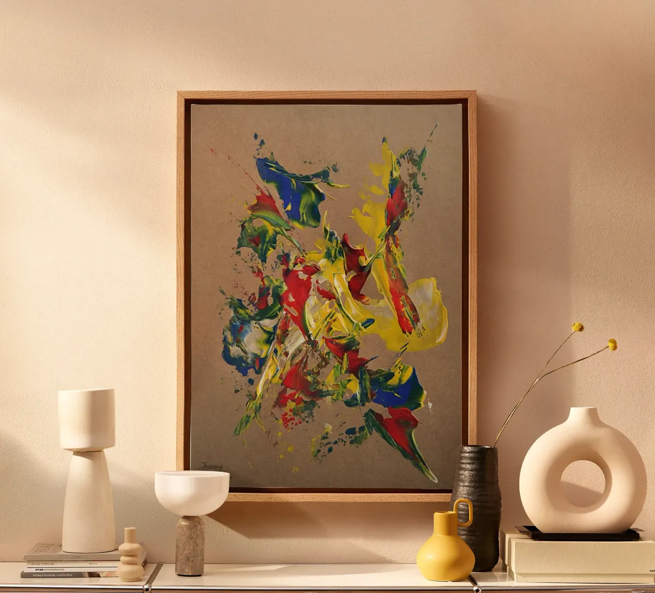 NATURAL STYLE 30 canvas met Baklijst van Thierry Vobmann Abstract painting