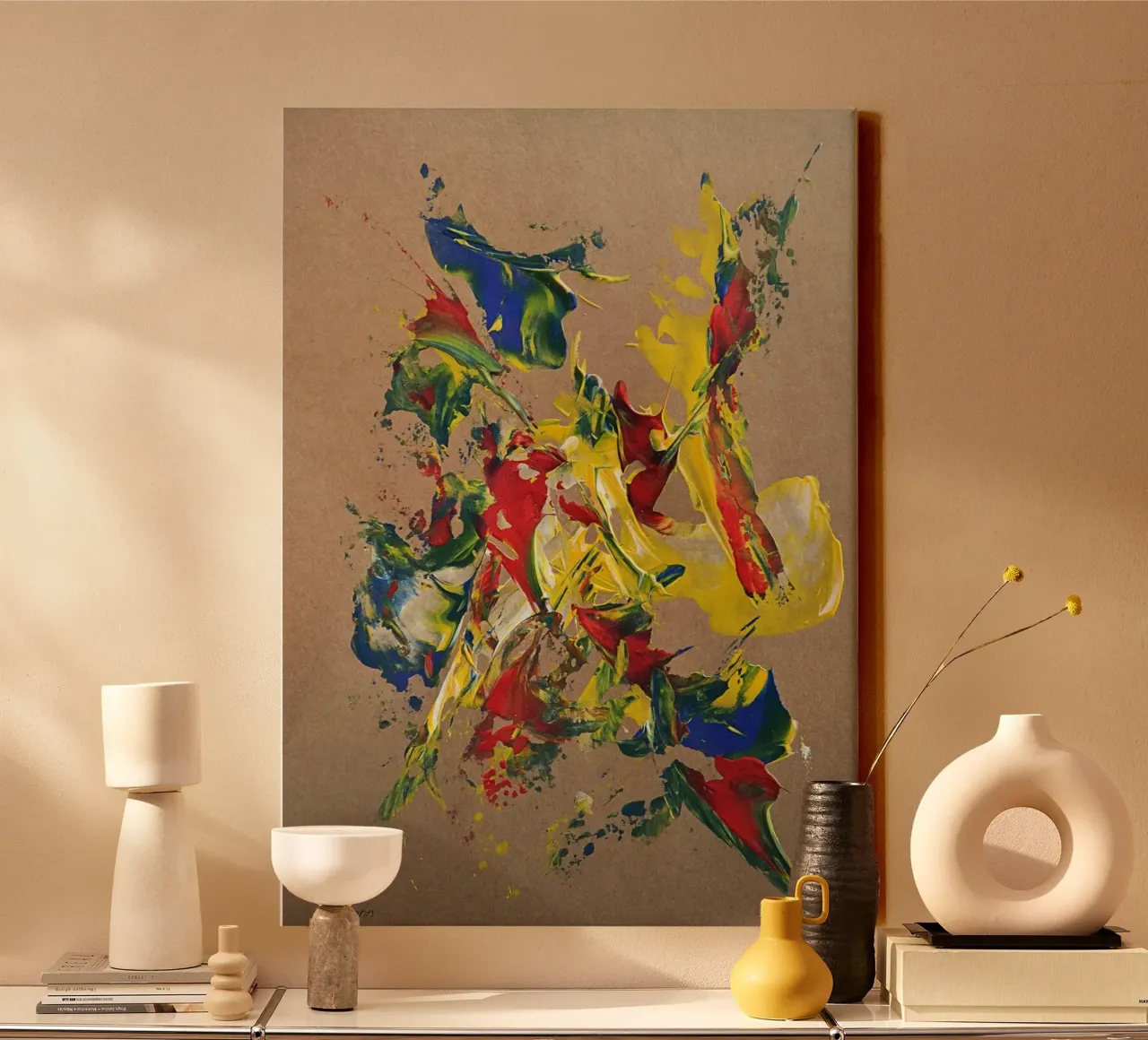 NATURAL STYLE 30 canvas met Baklijst van Thierry Vobmann Abstract painting