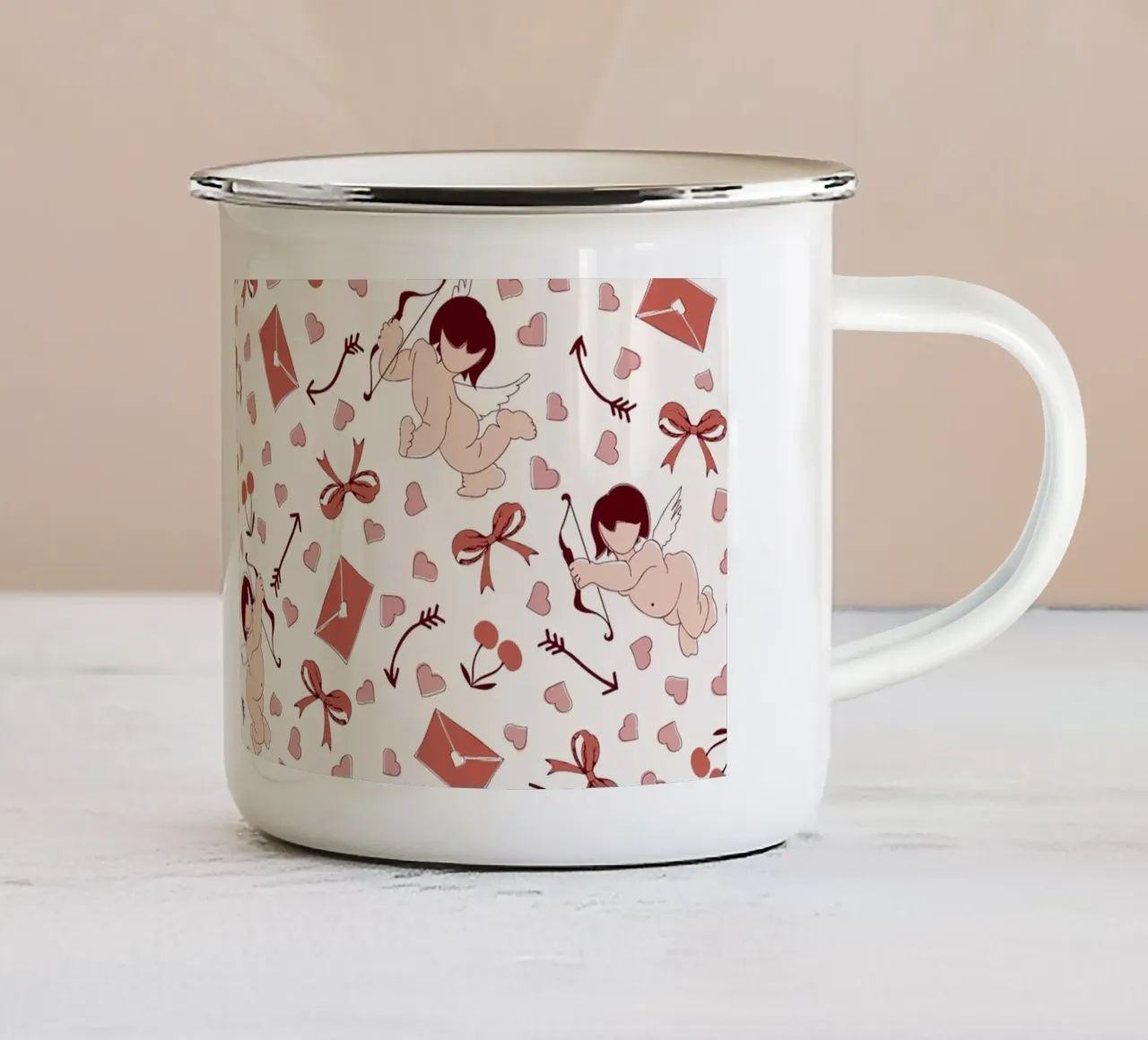Playful Cherubs Pattern tazza in smalto da Claudia S. Design