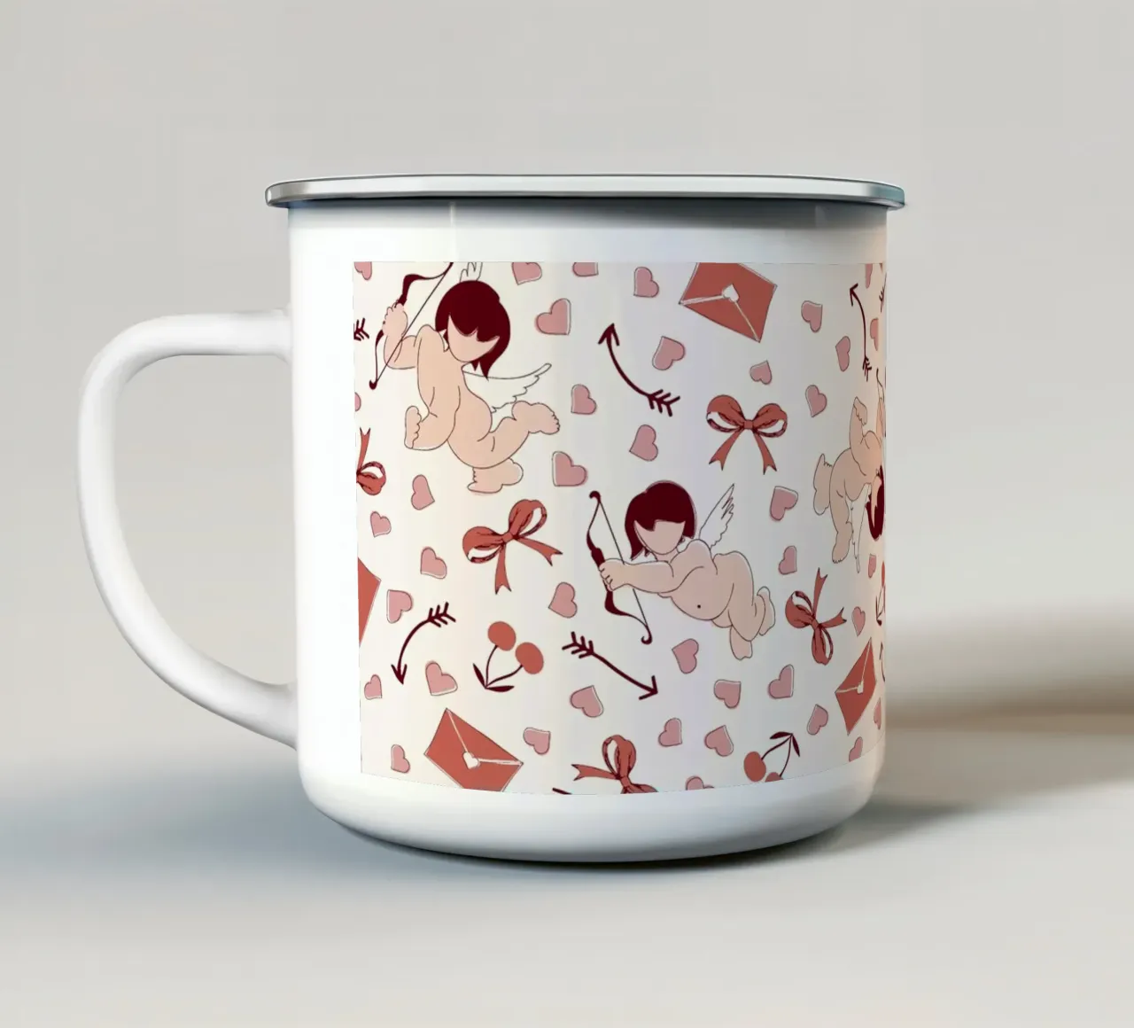 Playful Cherubs Pattern tazza in smalto da Claudia S. Design