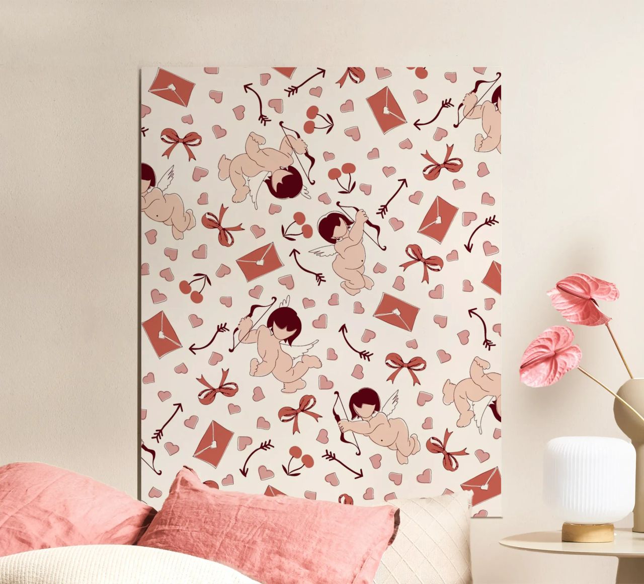 Playful Cherubs Pattern poster de Claudia S. Design