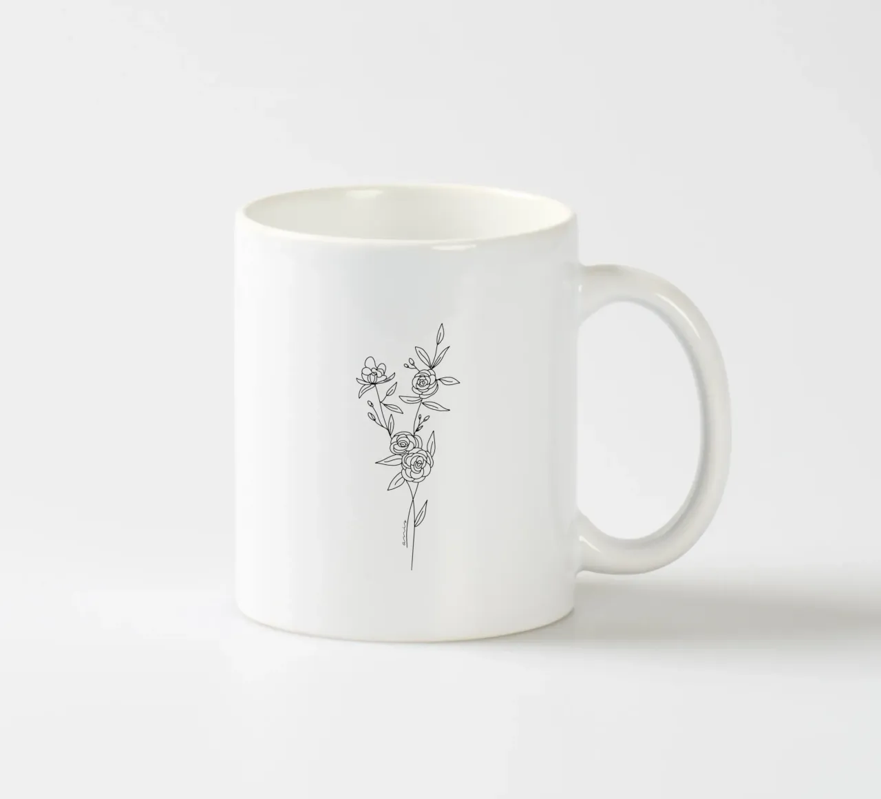 Minimalist Roses Bouquet ceramic mug by anisillustration