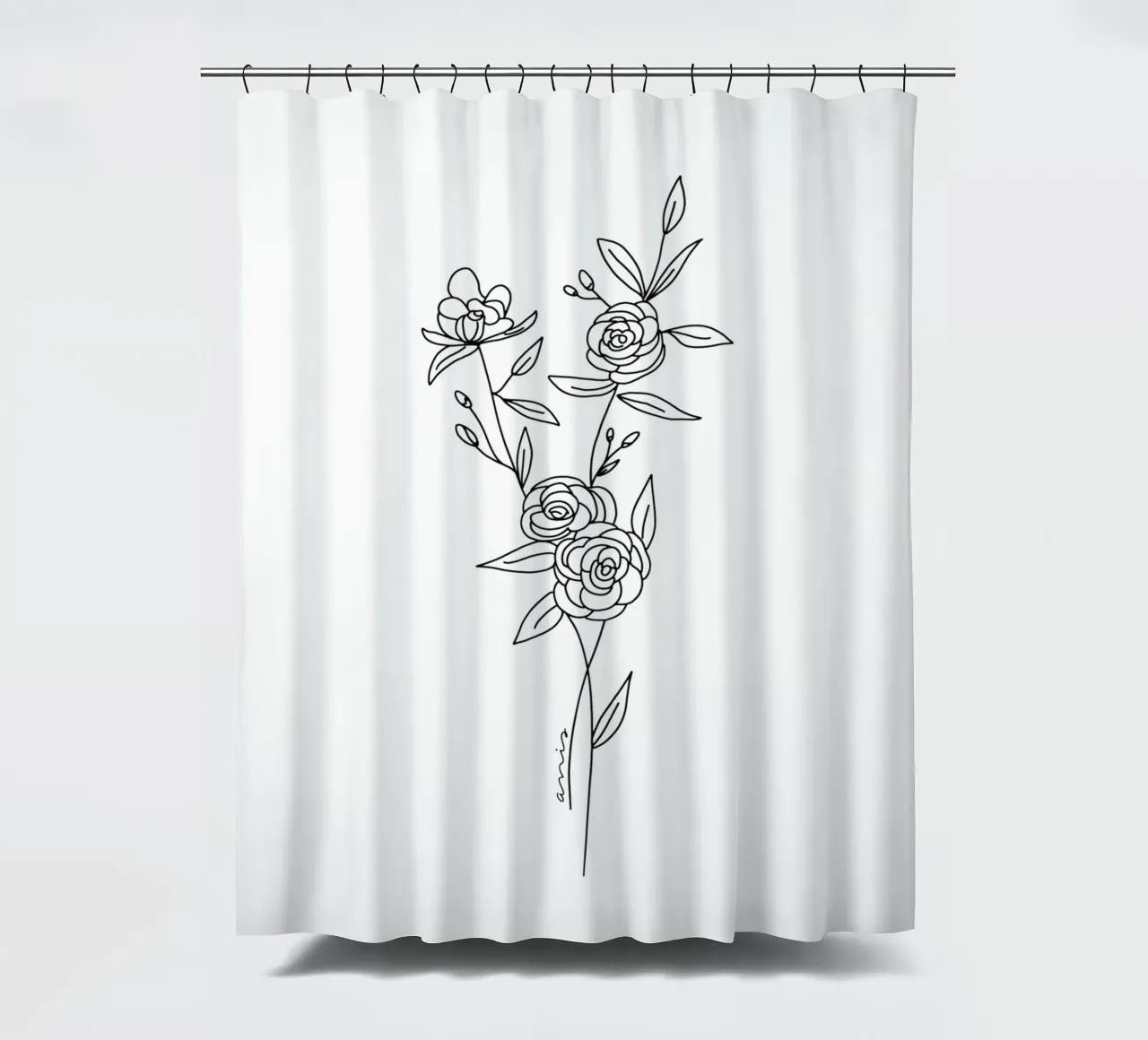 Minimalist Roses Bouquet shower curtain by anisillustration