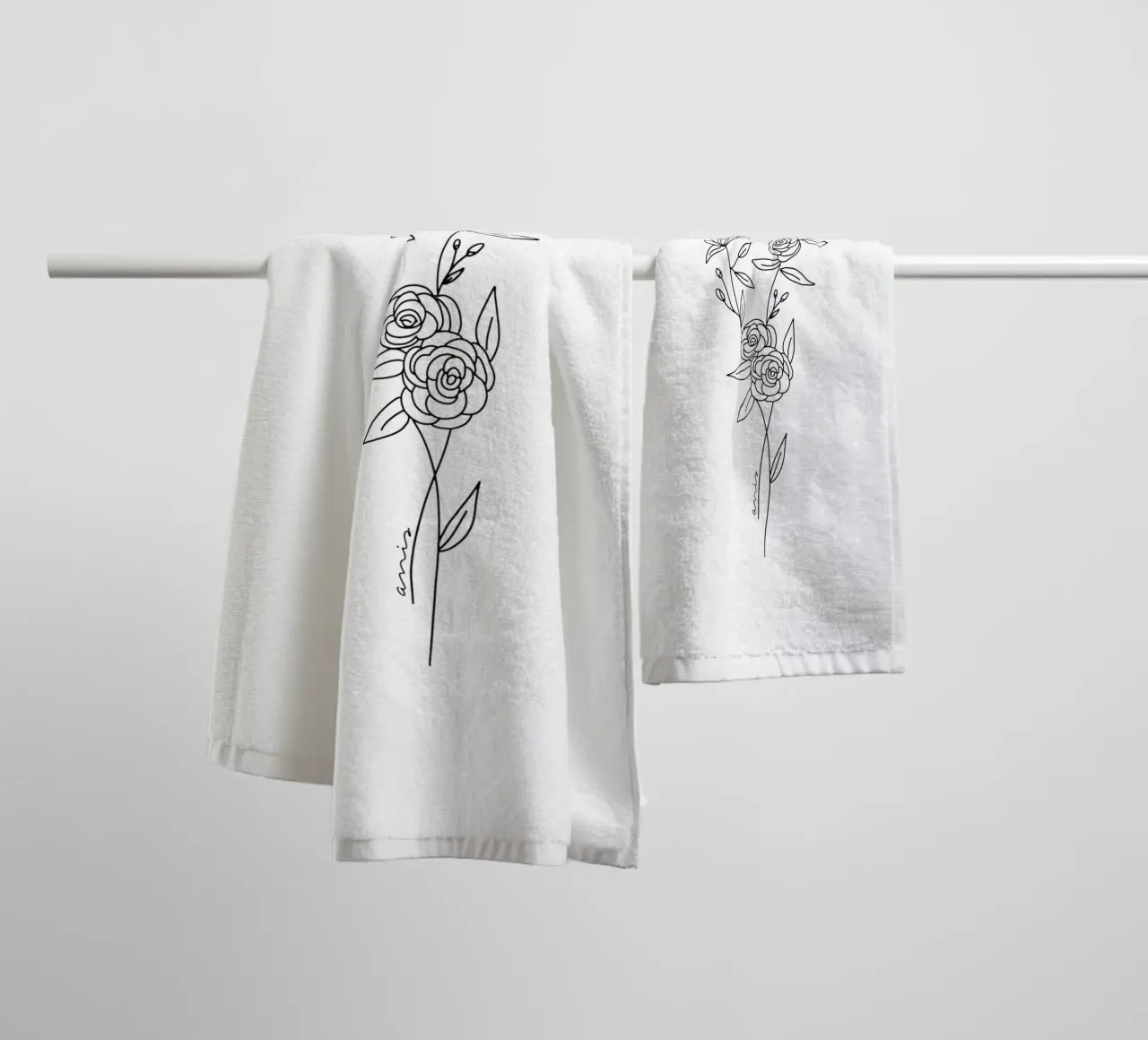 Minimalist Roses Bouquet towel by anisillustration