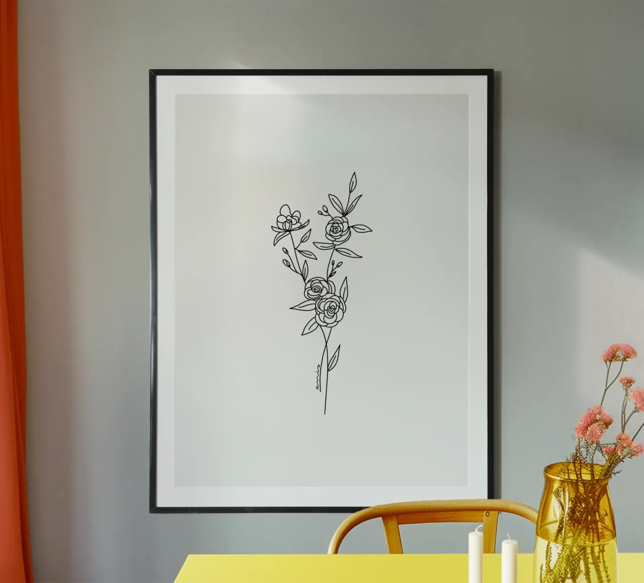 Minimalist Roses Bouquet hahnemühle by anisillustration