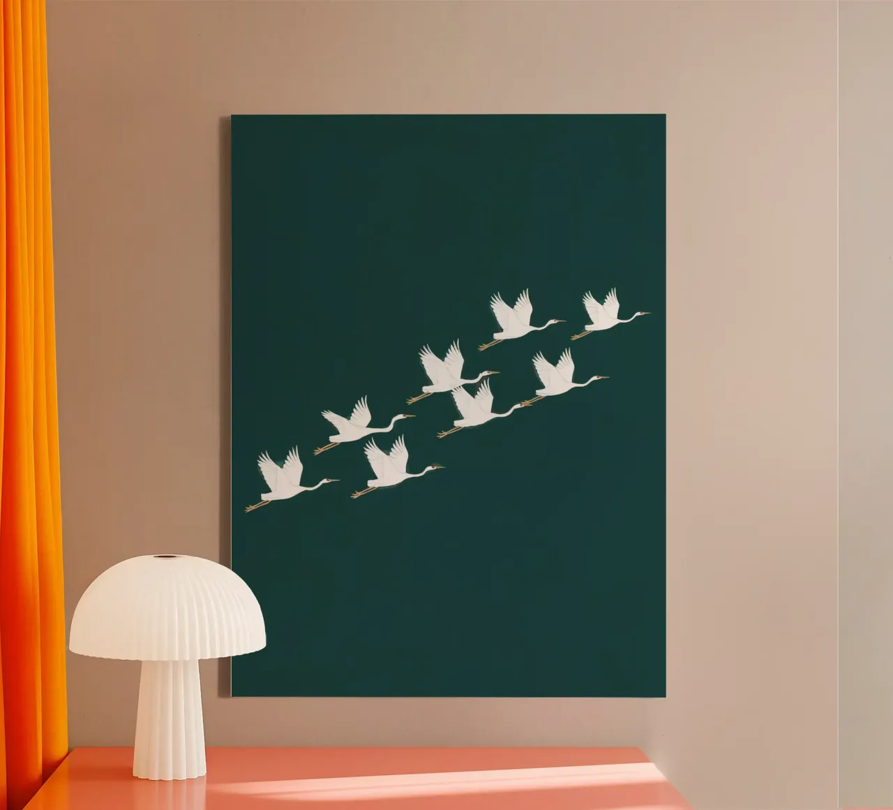 Gregge di gru bianche tela con Cornice a cassetta da logic