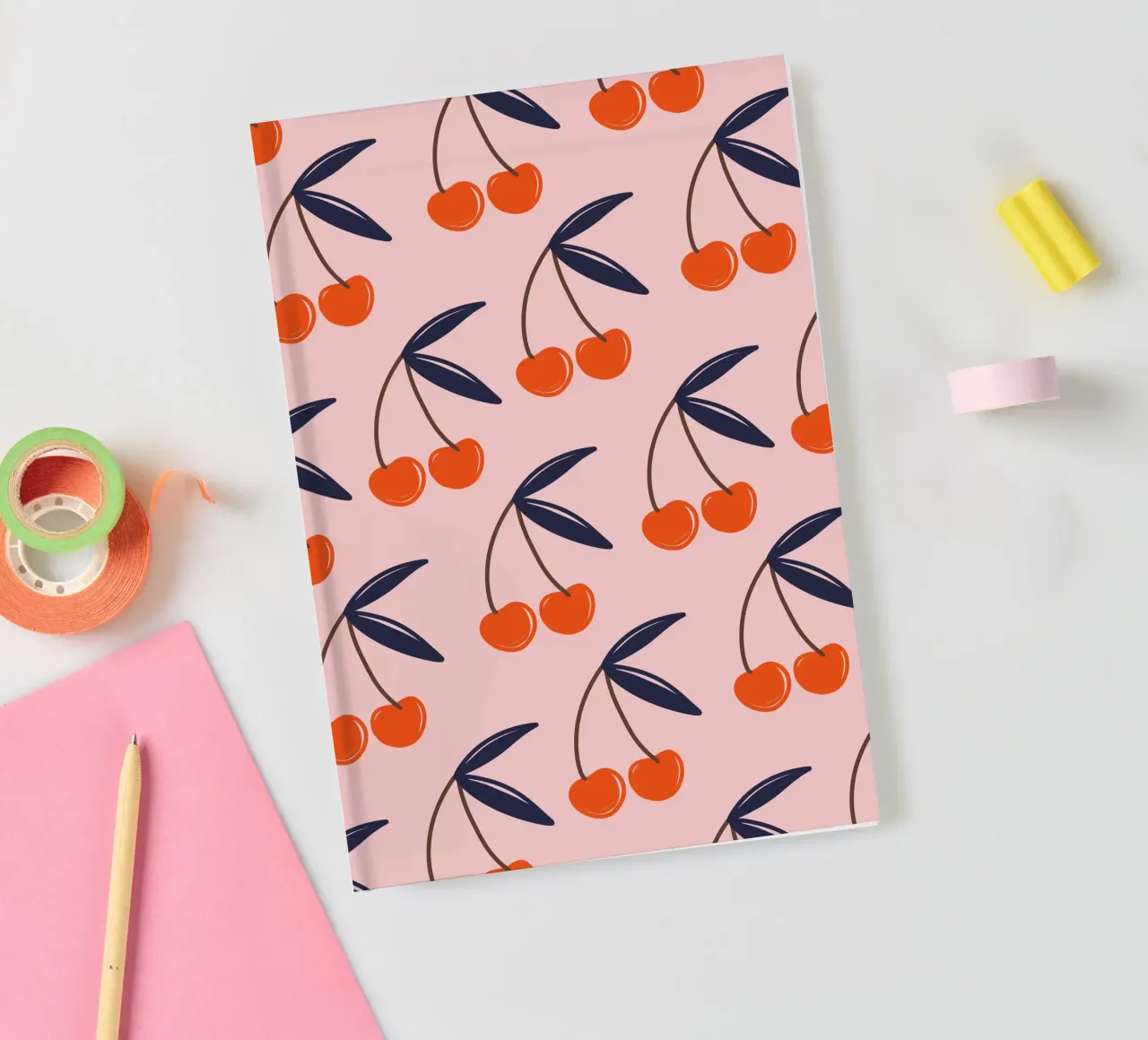 Pink and Red Cherries notebook by anisillustration