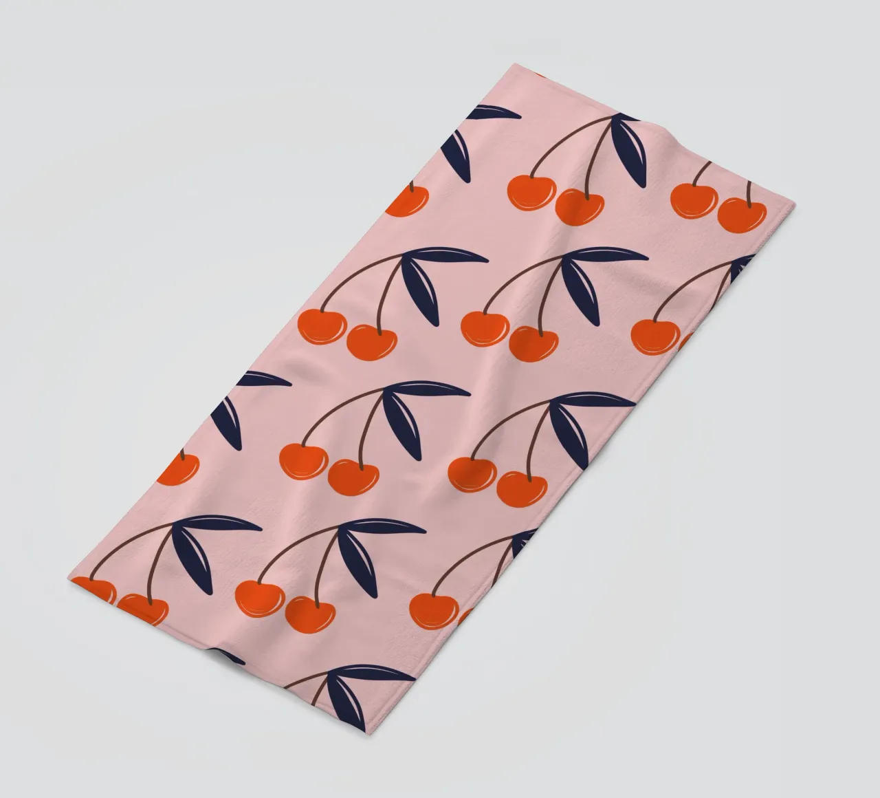 Pink and Red Cherries beach towel by anisillustration