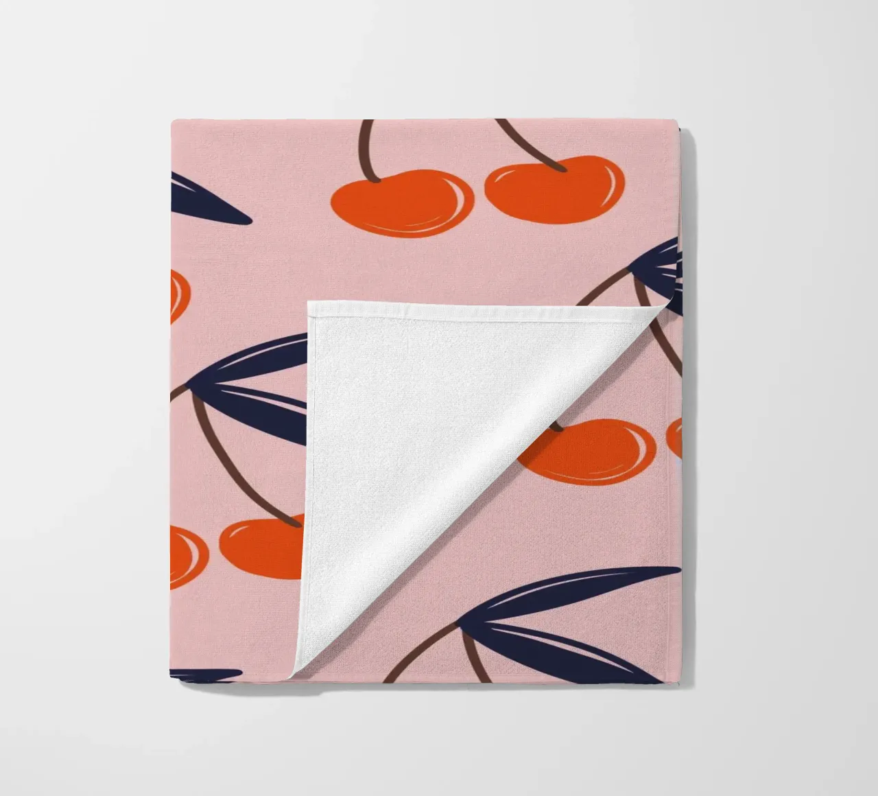 Pink and Red Cherries beach towel by anisillustration