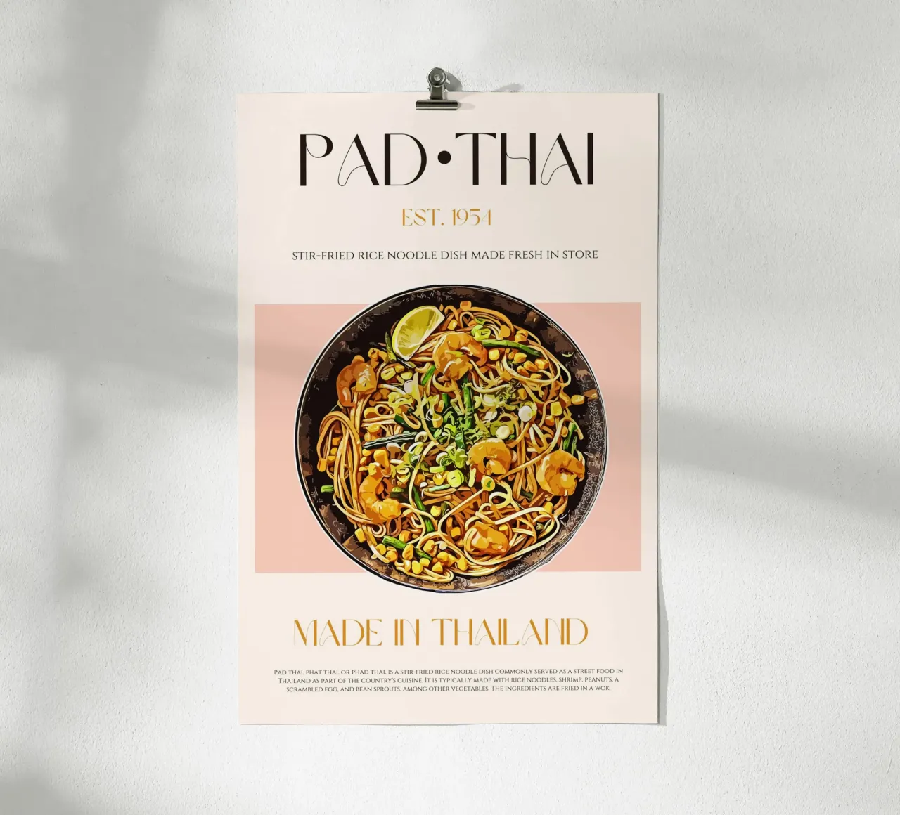 Stampa Pad Thai poster con telaio in alluminio da KOKRPrints