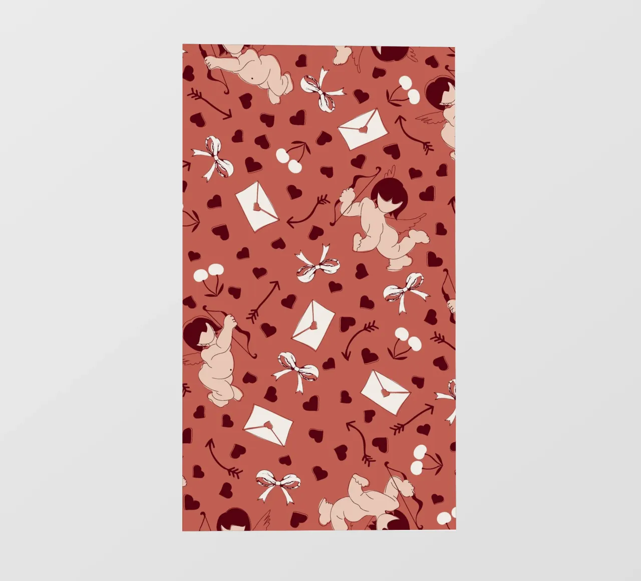 Playful Cherubs Pattern Dusty Red pellicola backlit da Claudia S. Design