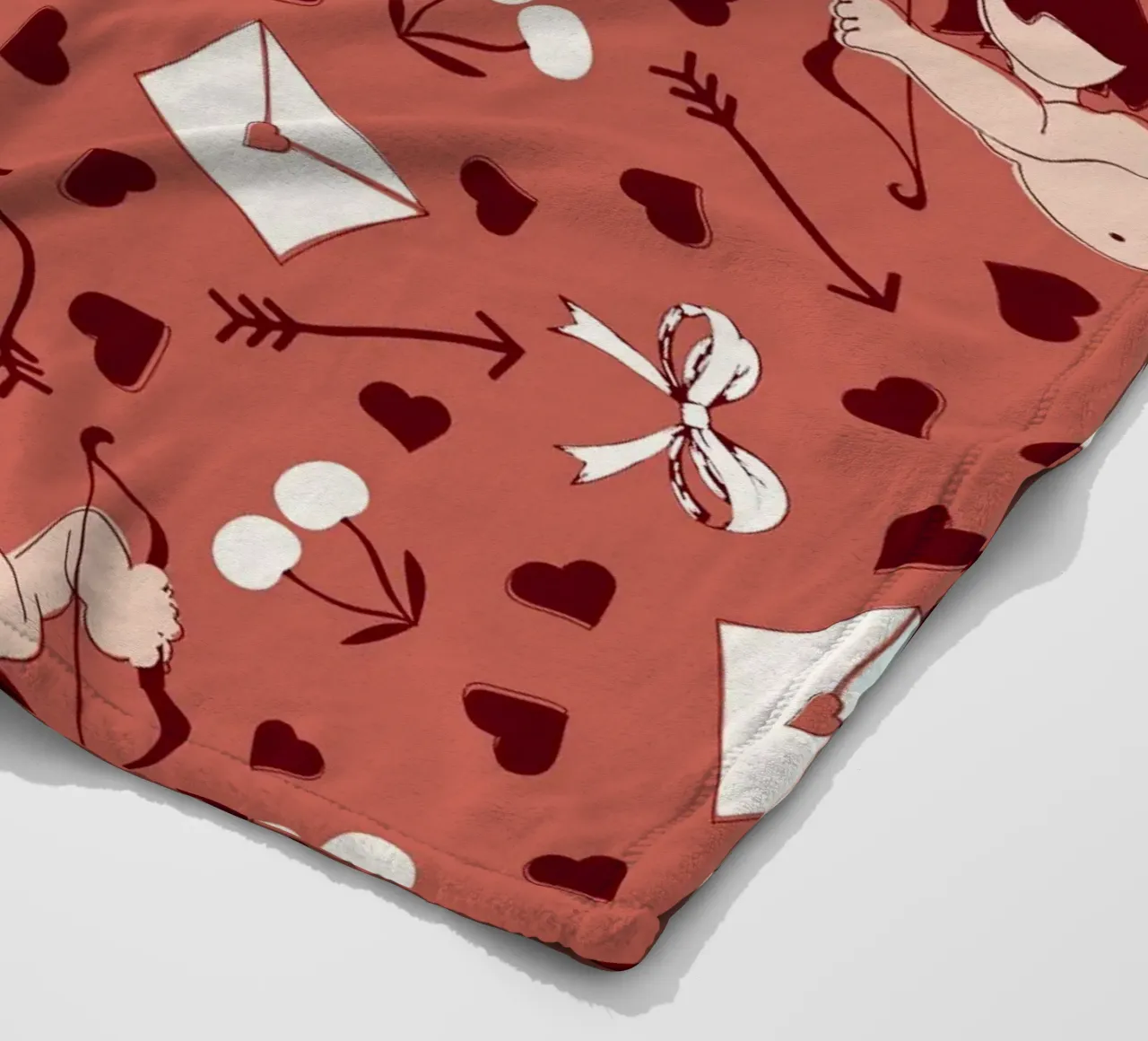 Playful Cherubs Pattern Dusty Red coperta in pile da Claudia S. Design