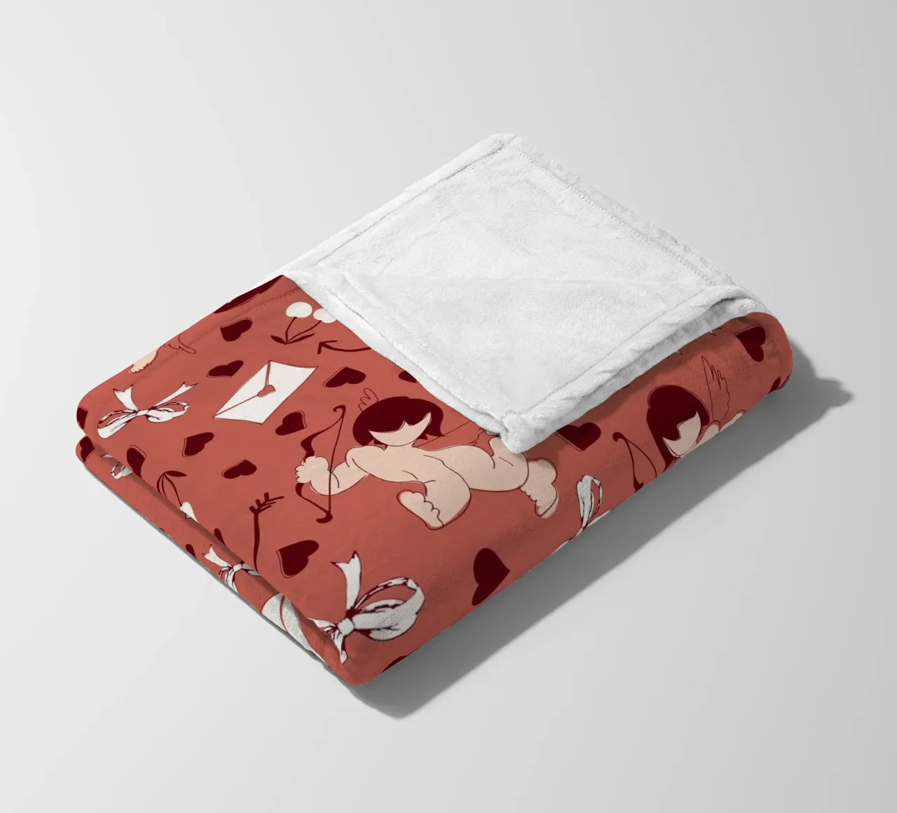 Playful Cherubs Pattern Dusty Red coperta in pile da Claudia S. Design