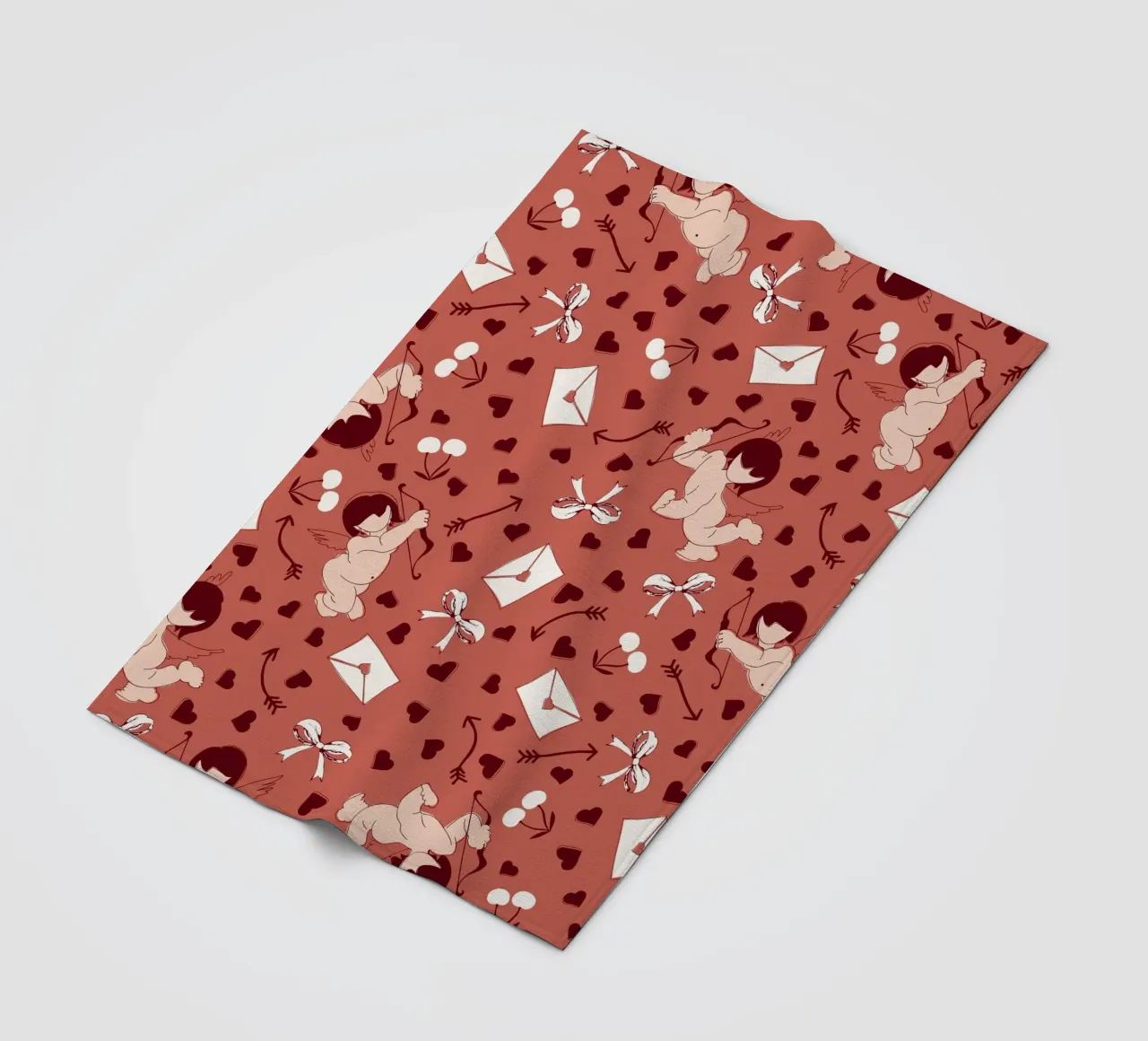 Playful Cherubs Pattern Dusty Red coperta in pile da Claudia S. Design