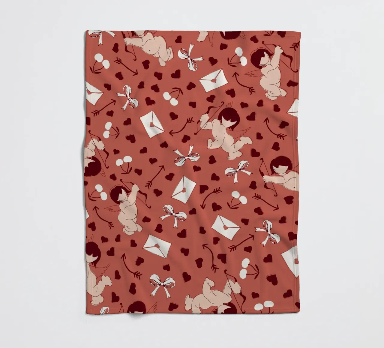 Playful Cherubs Pattern Dusty Red coperta in pile da Claudia S. Design
