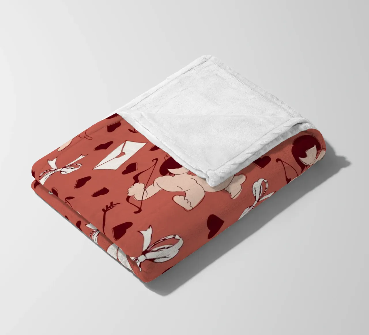 Playful Cherubs Pattern Dusty Red coperta in pile da Claudia S. Design