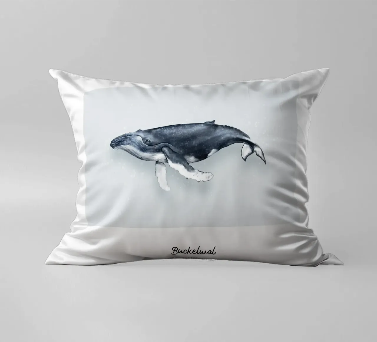 Balena gobba - Illustrazione di balene e delfini cuscino da Moonlit Illustrations
