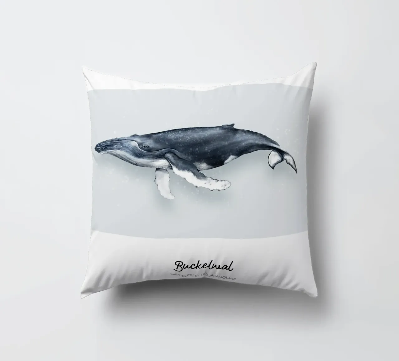 Balena gobba - Illustrazione di balene e delfini cuscino da Moonlit Illustrations