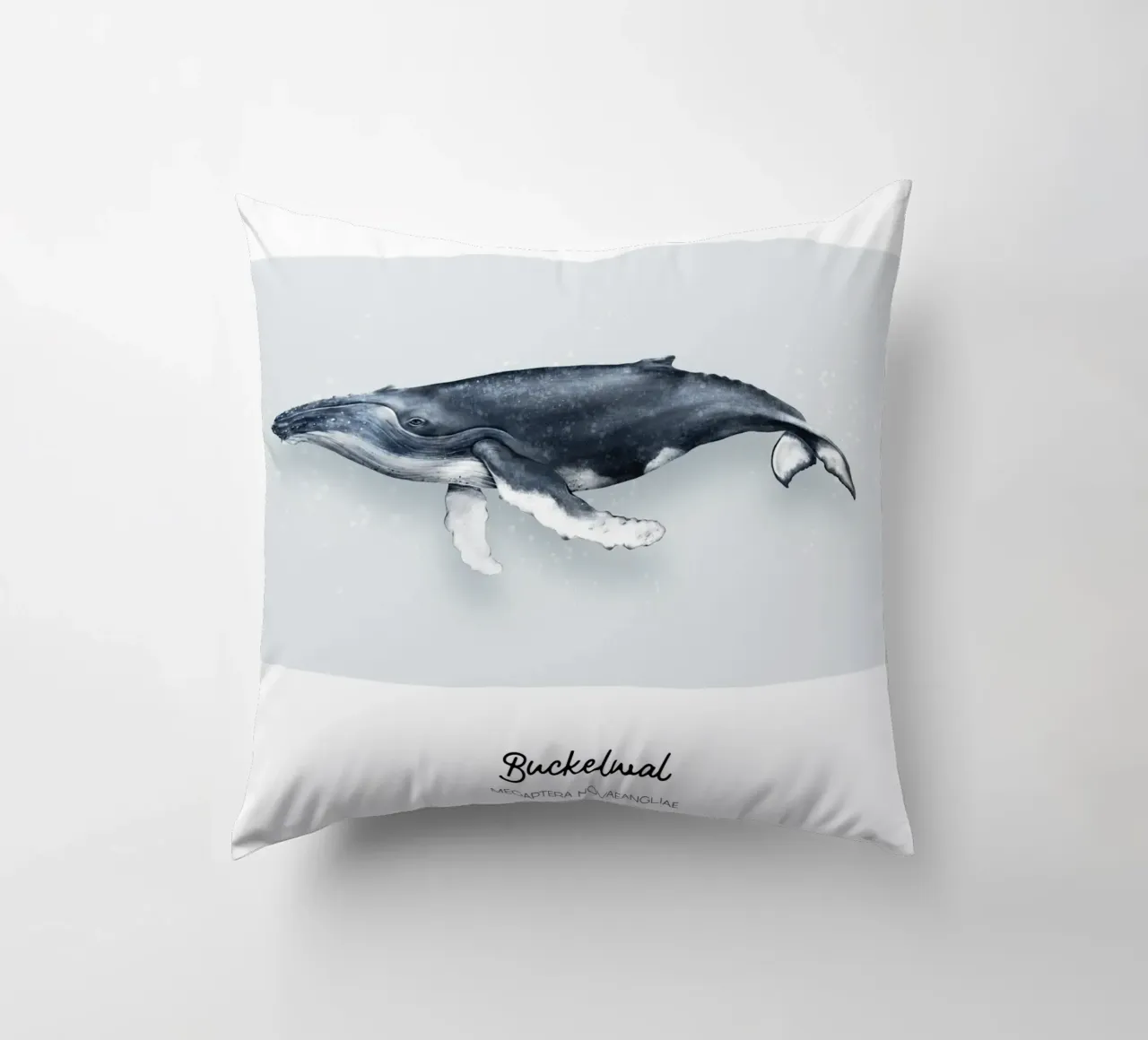 Balena gobba - Illustrazione di balene e delfini cuscino da Moonlit Illustrations