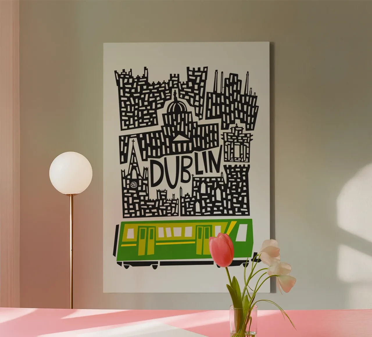 Stadsgezicht Dublin canvas met Baklijst van Fox & Velvet
