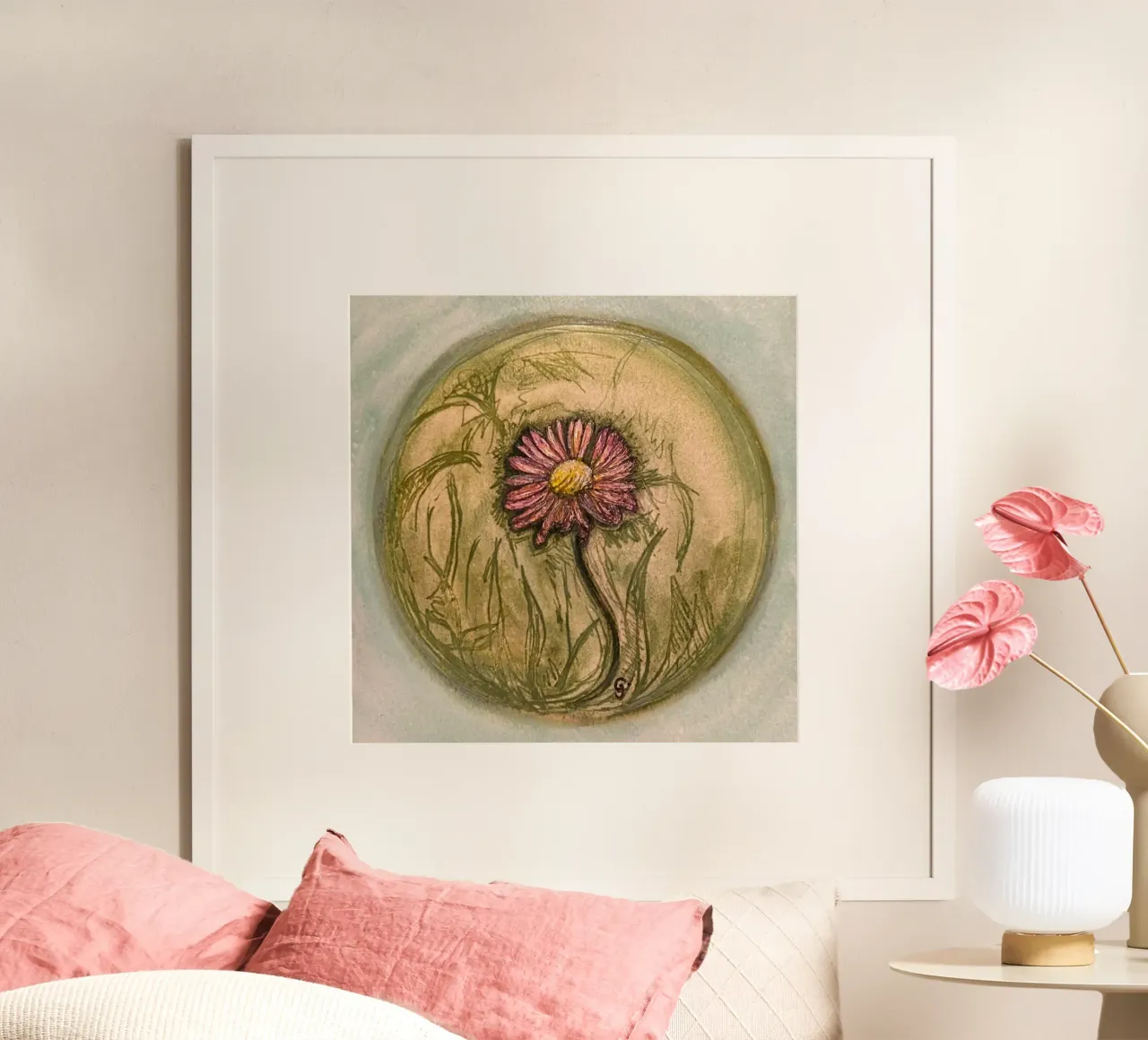 Margherita poster con telaio in legno da Cécile Jeanne