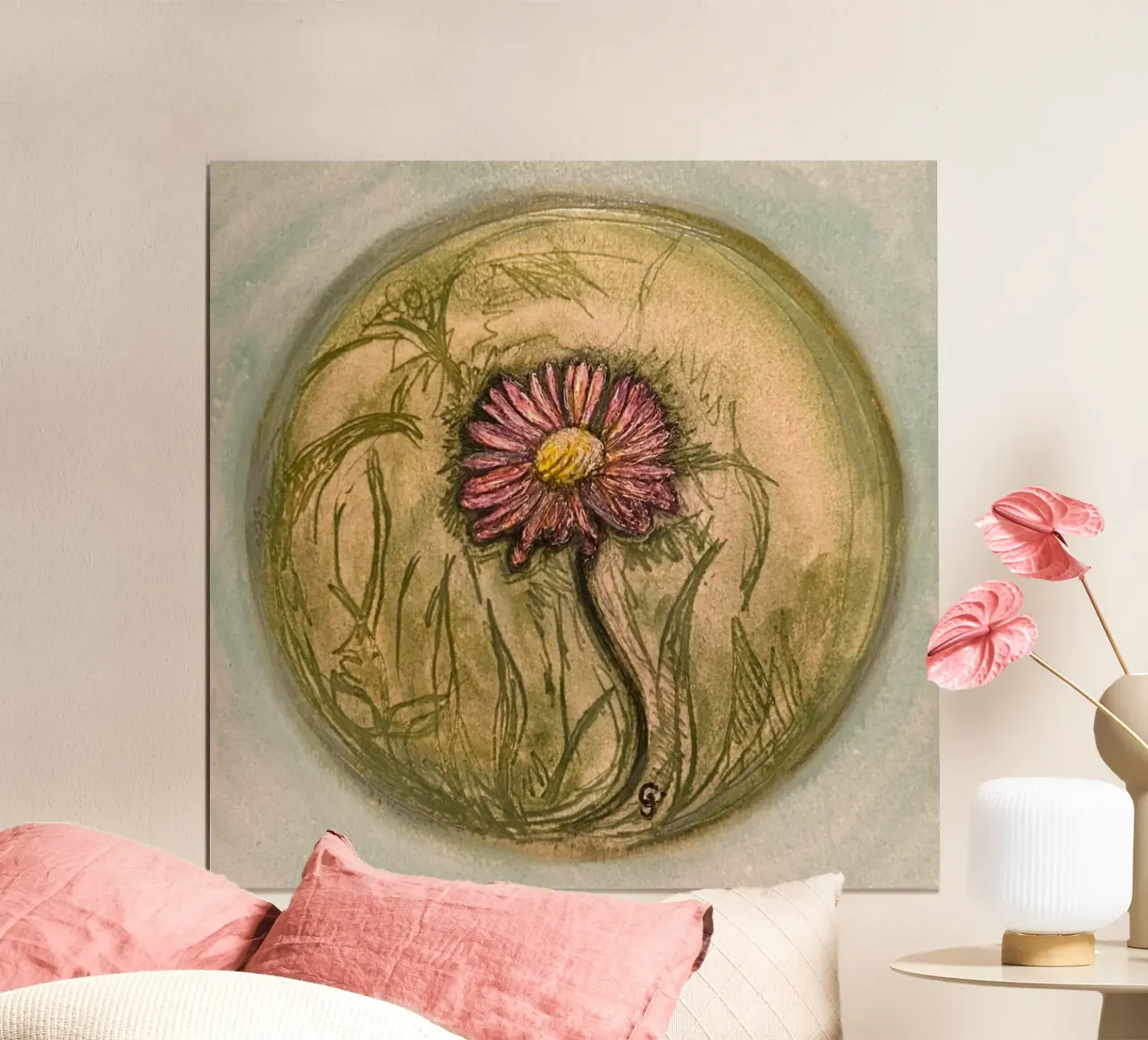 Margherita poster con telaio in legno da Cécile Jeanne