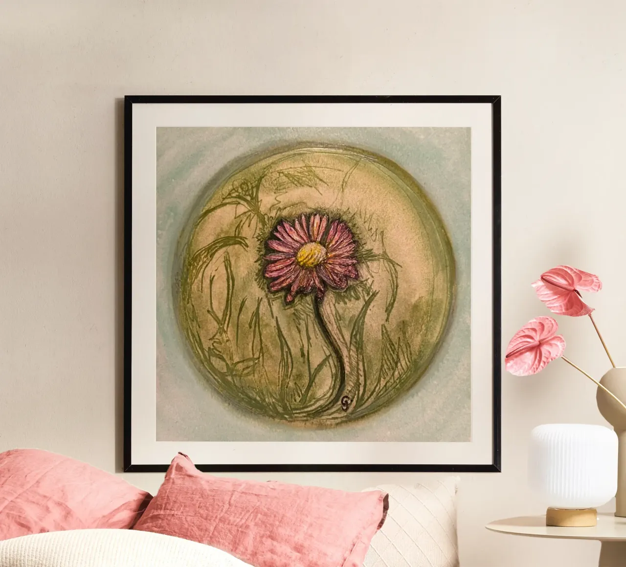 Margherita poster con telaio in legno da Cécile Jeanne