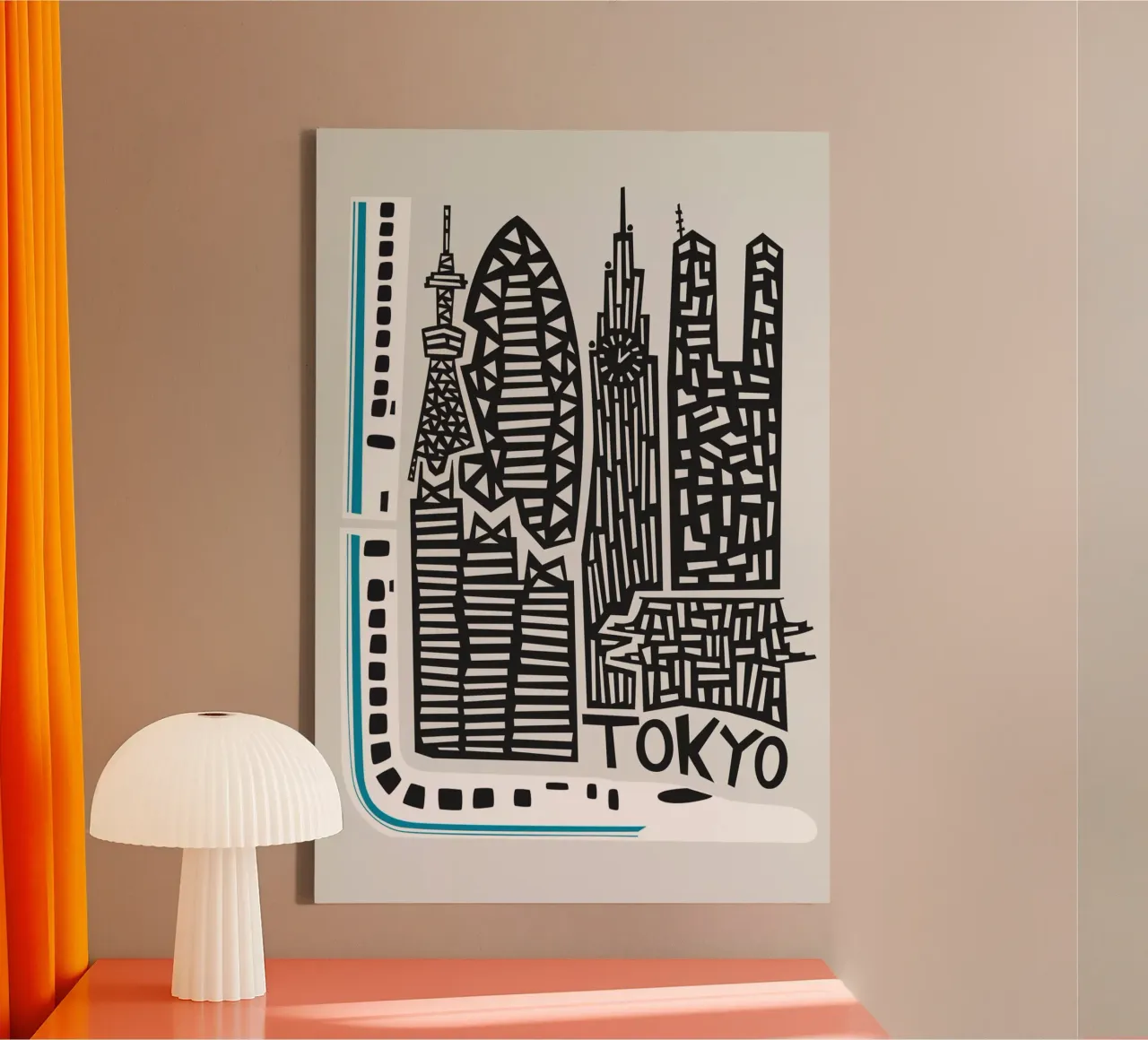 Stadsgezicht Tokio canvas met Baklijst van Fox & Velvet