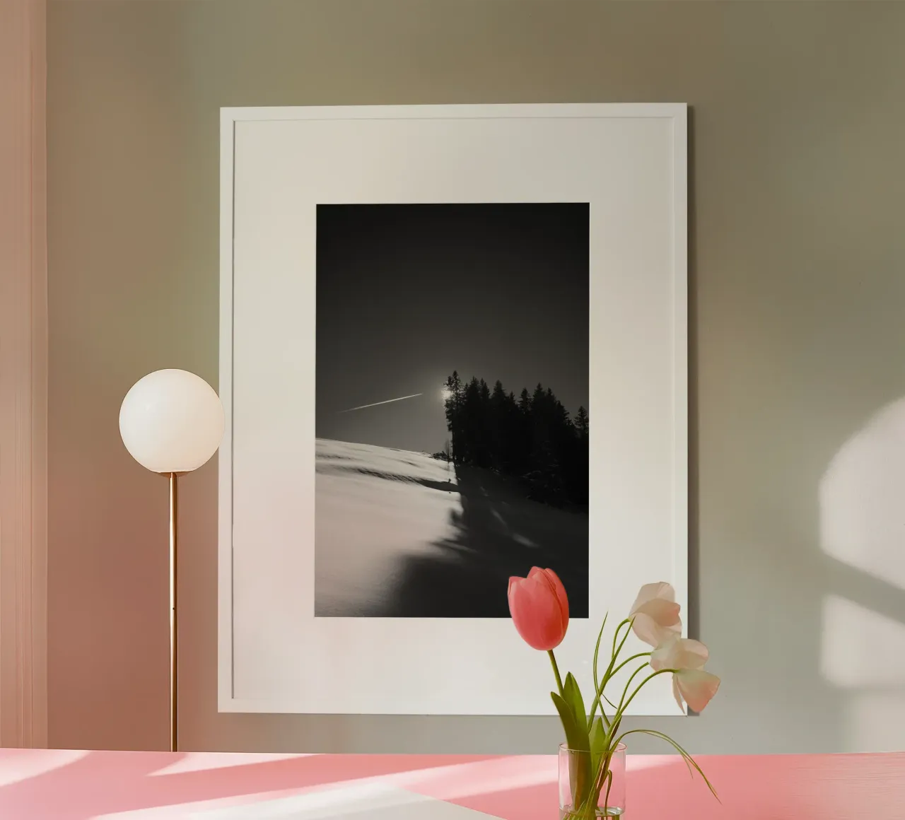 Winter Shadows poster con telaio in legno da FujiSwiss