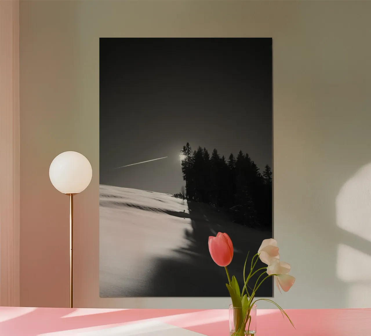 Winter Shadows poster con telaio in legno da FujiSwiss